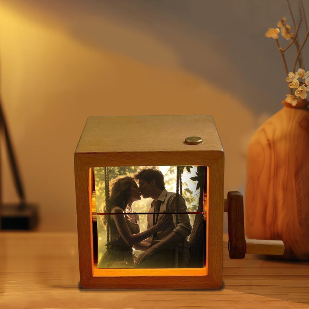 Custom Flip Book Frame Animation Machine, Mechanical Photo Album, Black Walnut Photo Frame, Personalized Memory Box, Valentines Day Gift