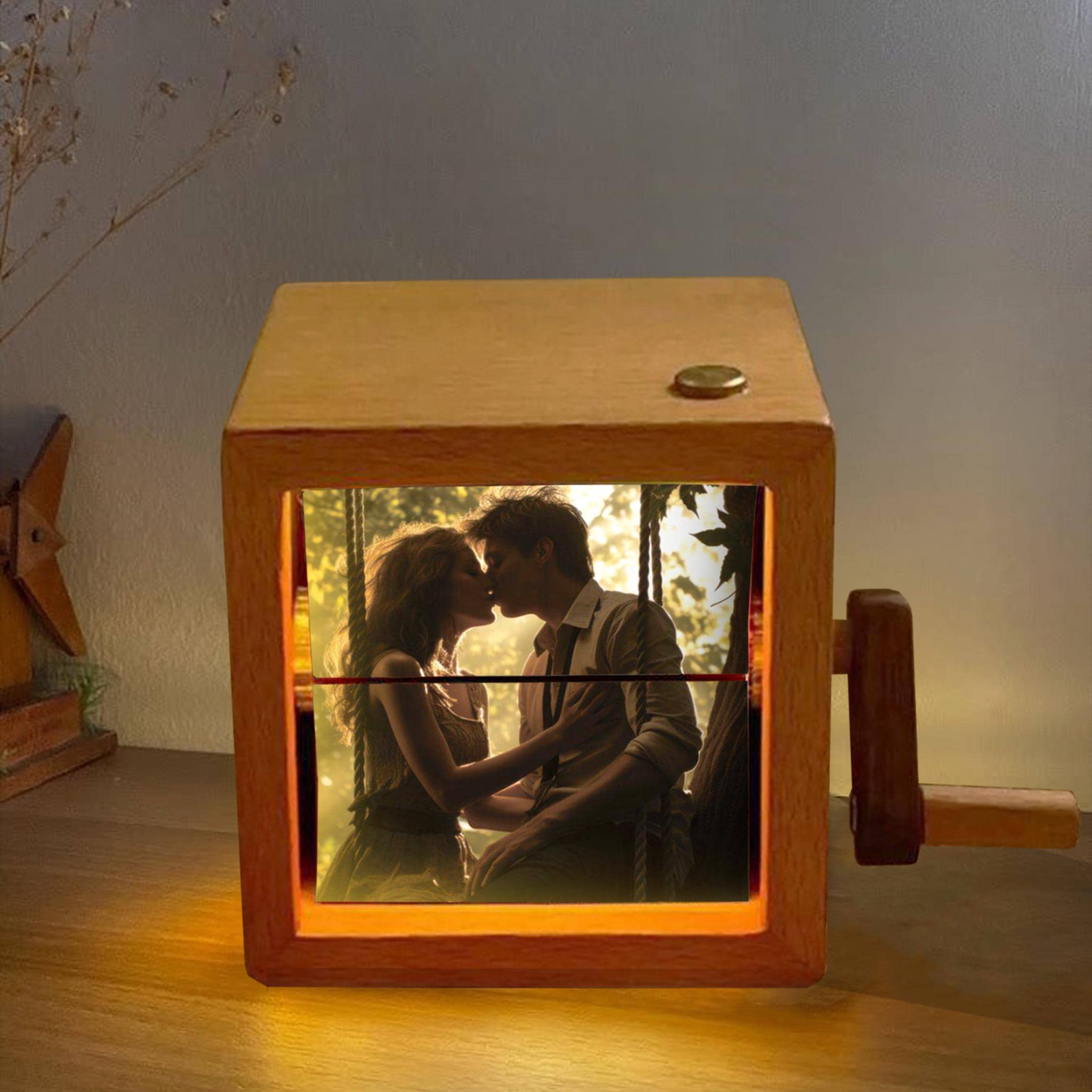 Custom Flip Book Frame Animation Machine, Mechanical Photo Album, Black Walnut Photo Frame, Personalized Memory Box, Valentines Day Gift