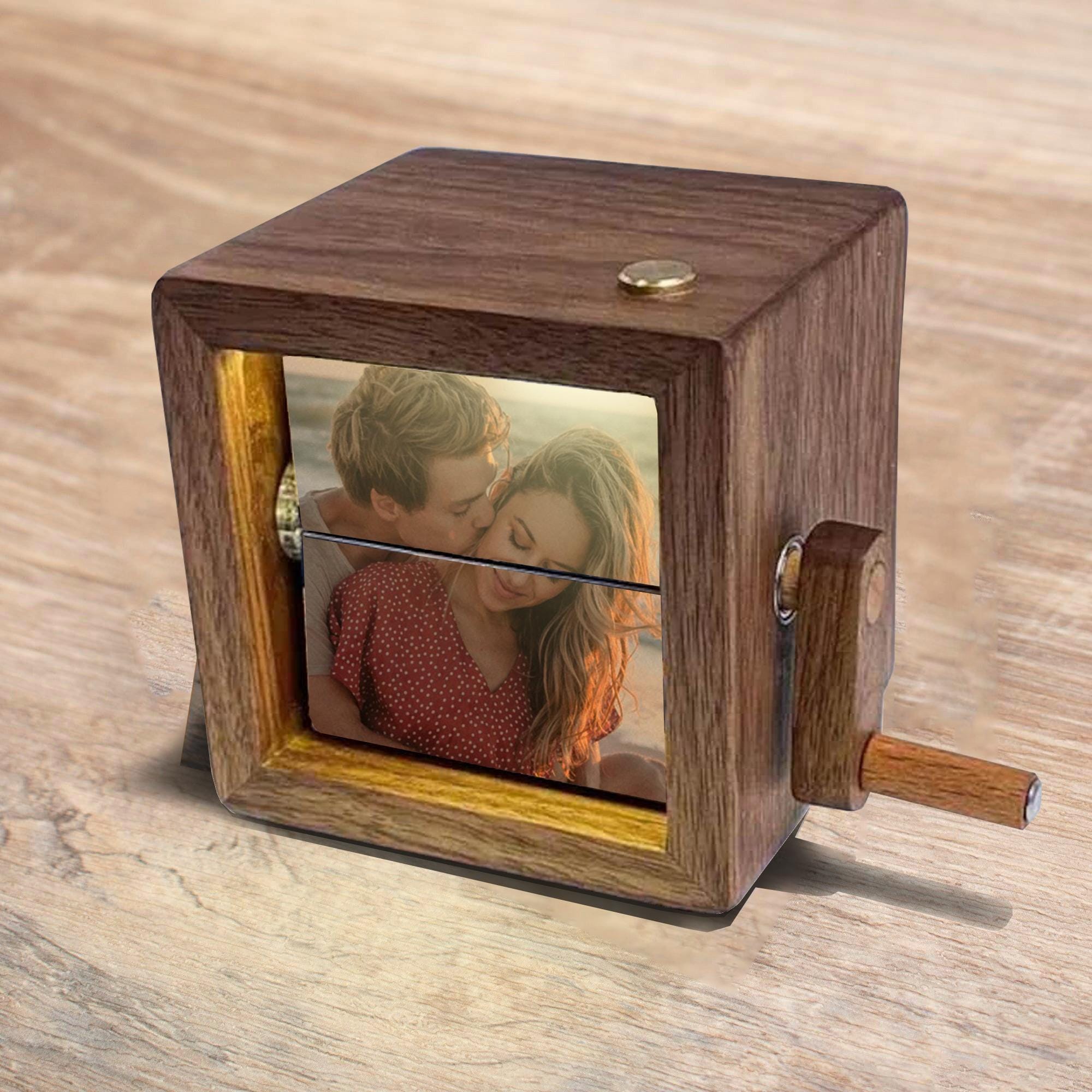 Custom Flip Book Frame Animation Machine, Mechanical Photo Album, Black Walnut Photo Frame, Personalized Memory Box, Valentines Day Gift