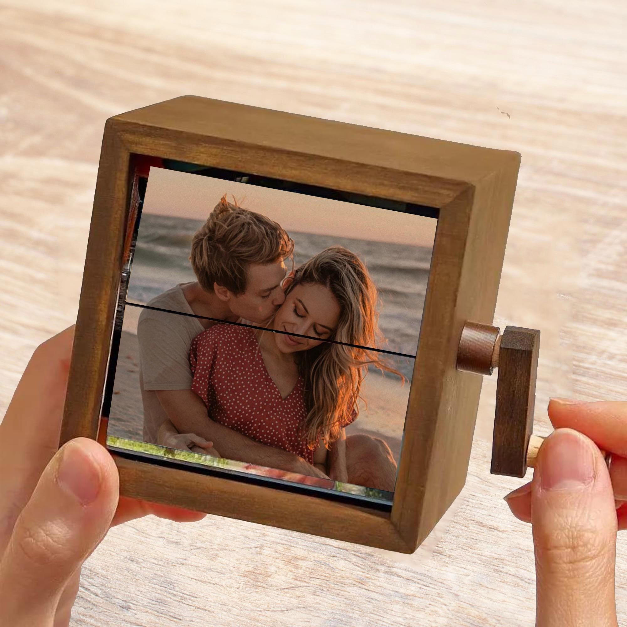 Custom Flip Book Frame Animation Machine, Mechanical Photo Album, Black Walnut Photo Frame, Personalized Memory Box, Valentines Day Gift
