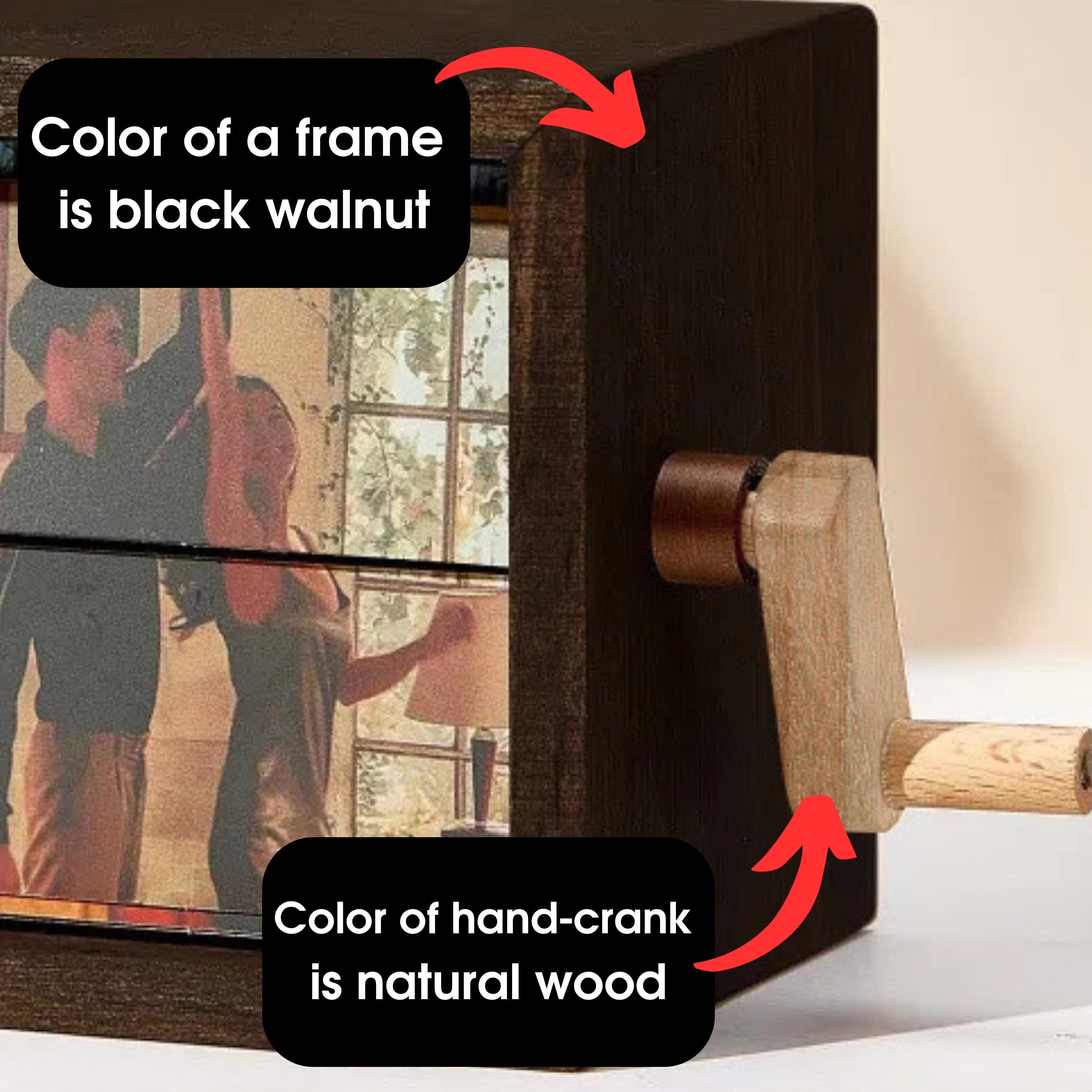 Custom Photo Flip Book Frame Personalized Hand-Crank Memory Photo Frame Wooden Mini Photo Album Custom Wooden Photo Box Housewarming Gift