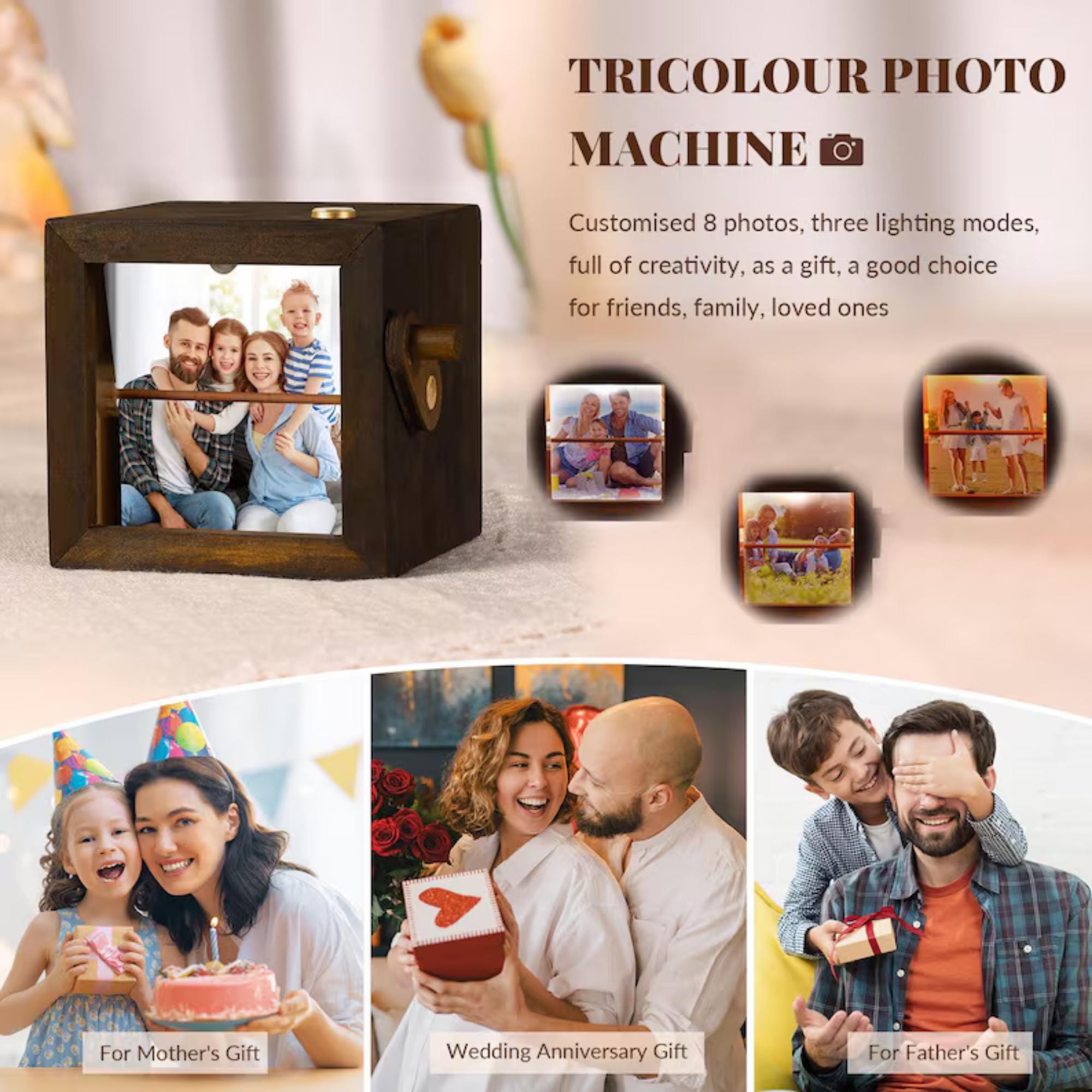 Personalized Flip Book Frame Animation Photo Machine – Custom Mechanical Hand Motion Photo Album – Gift for Mother's Day –  Anniversary Gift