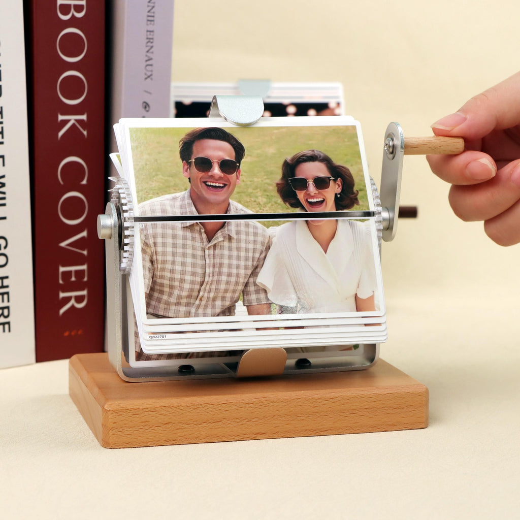 Custom Wood Flipbook,Movie Book From Video,Photo/Video Rotating Albums,Anniversary Gift For Her/Him,Photo Memory Gifts