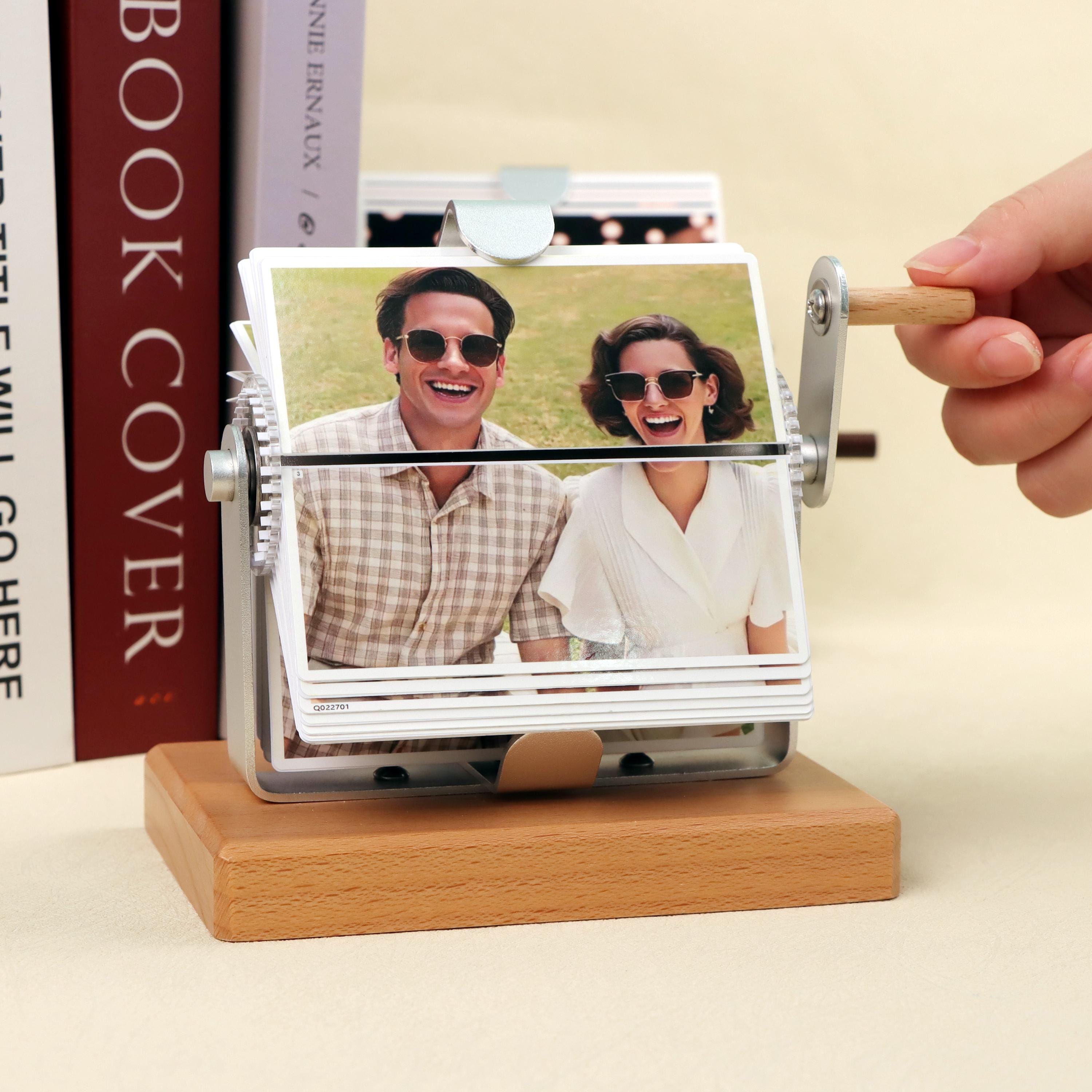 Custom Wood Flipbook,Movie Book From Video,Photo/Video Rotating Albums,Anniversary Gift For Her/Him,Photo Memory Gifts