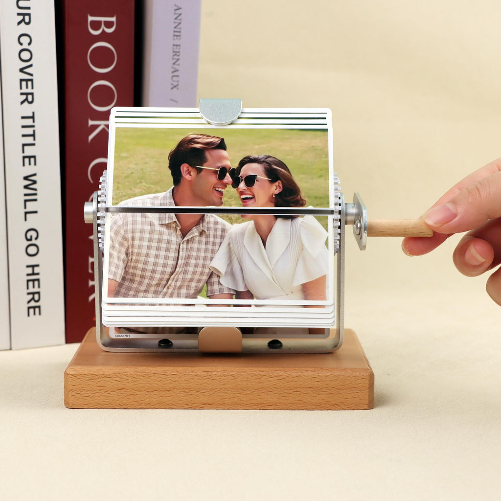 Custom Wood Flipbook,Movie Book From Video,Photo/Video Rotating Albums,Anniversary Gift For Her/Him,Photo Memory Gifts