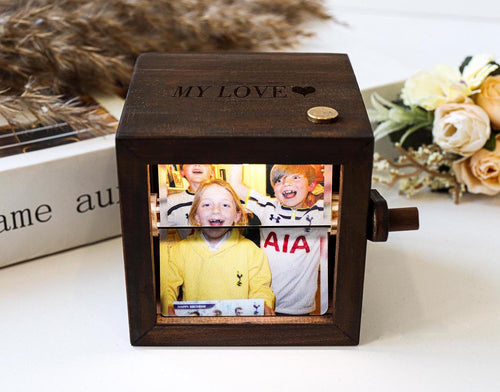 Custom Couple Memories Flip Book Frame Animation Machine, Mechanical Hand Motion Photo Album, Wooden Handicraft,Creative Gift for Home Decor
