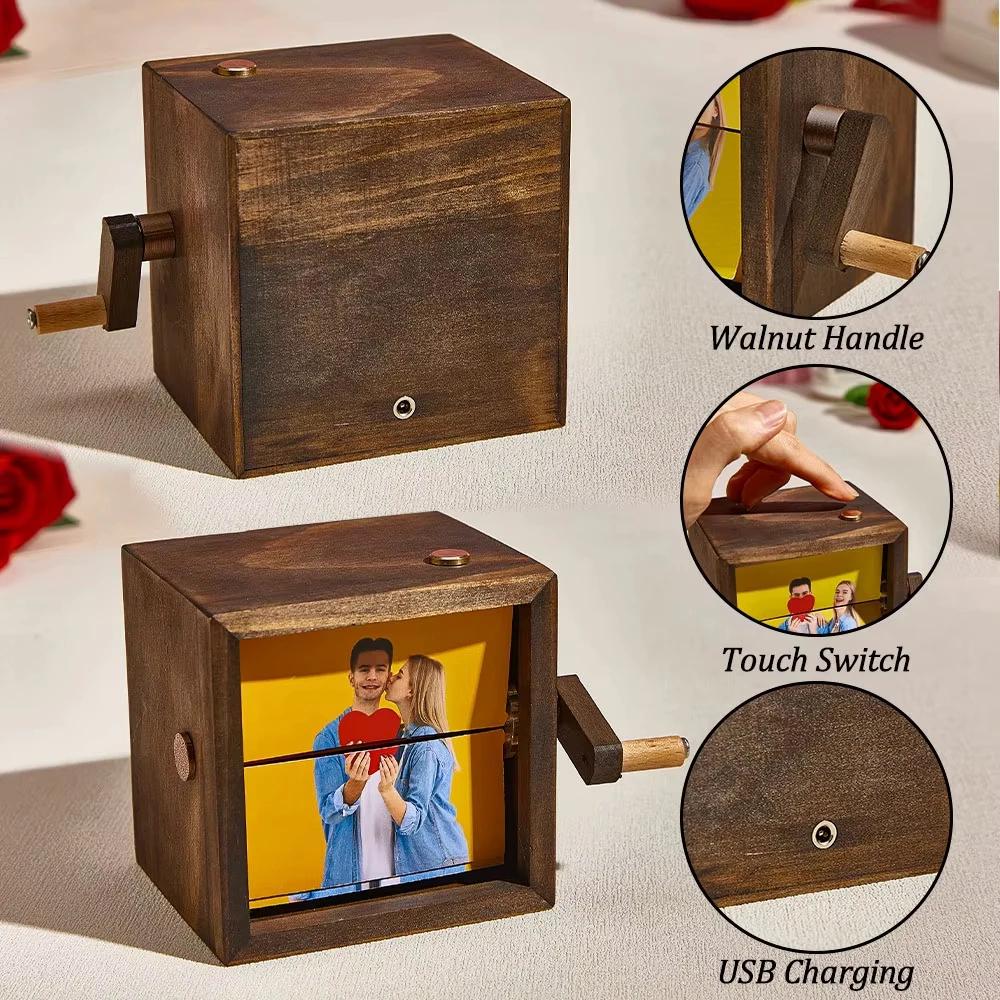 Custom Flipbook Photo Box Gift – Light-Up Wooden Animation Frame for Couple, Wedding, Anniversary, Birthday, Mom, Him, Her Photo Album Gift