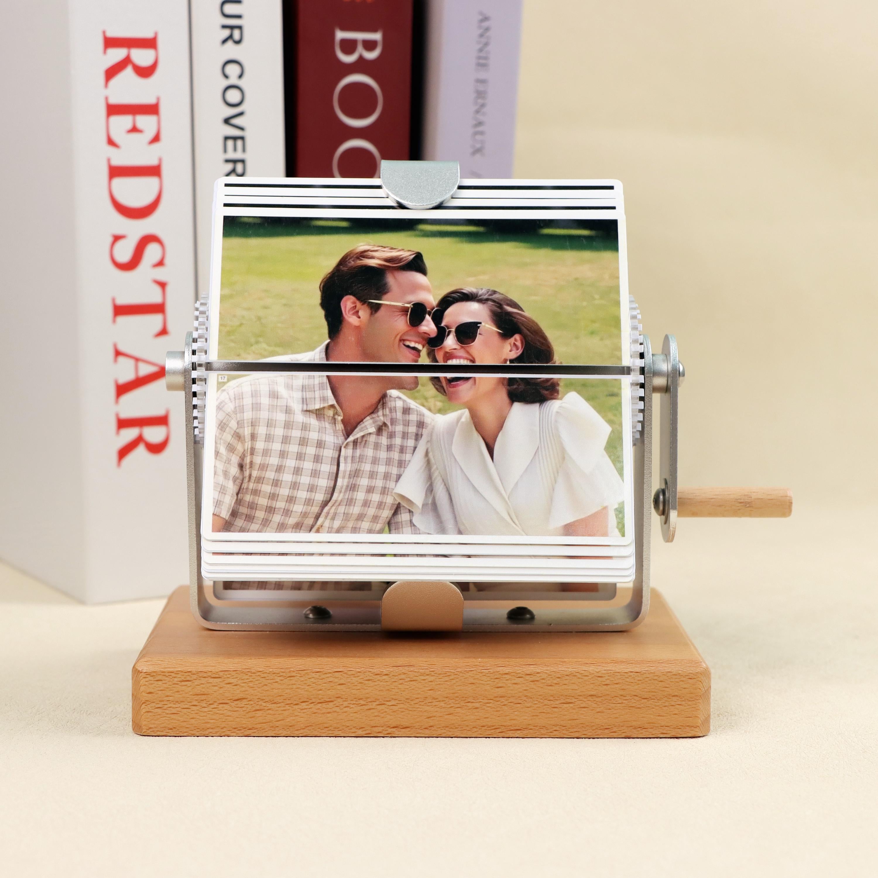 Custom Wood Flipbook,Movie Book From Video,Photo/Video Rotating Albums,Anniversary Gift For Her/Him,Photo Memory Gifts