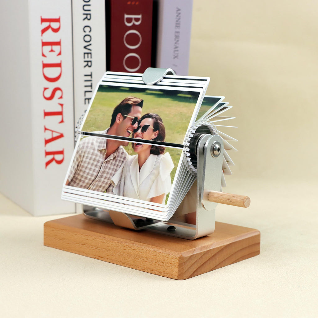 Custom Wood Flipbook,Movie Book From Video,Photo/Video Rotating Albums,Anniversary Gift For Her/Him,Photo Memory Gifts