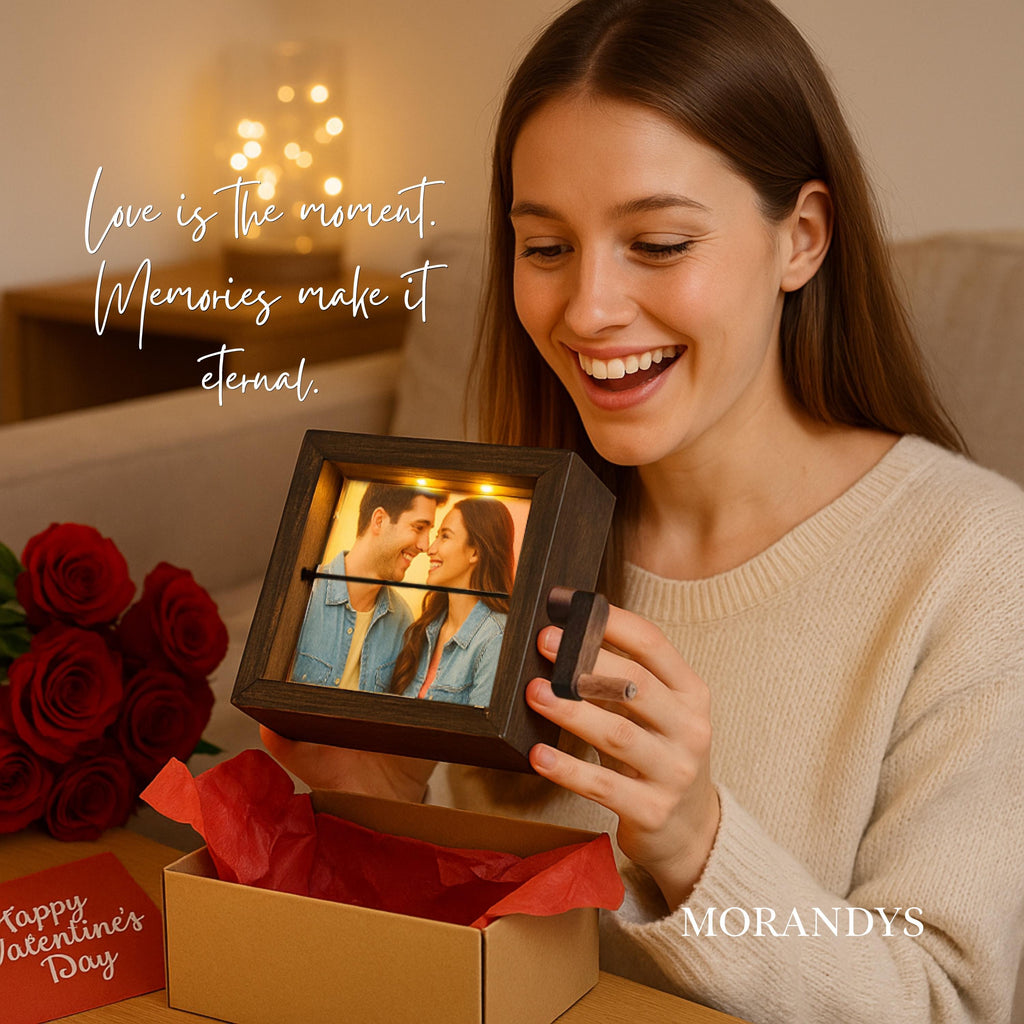 Custom Photo Flipbook Frame | Personalized Gift with Hand-Crank Motion | Unique Custom Photo Gifts with Light| Animated Keepsake Home Decor