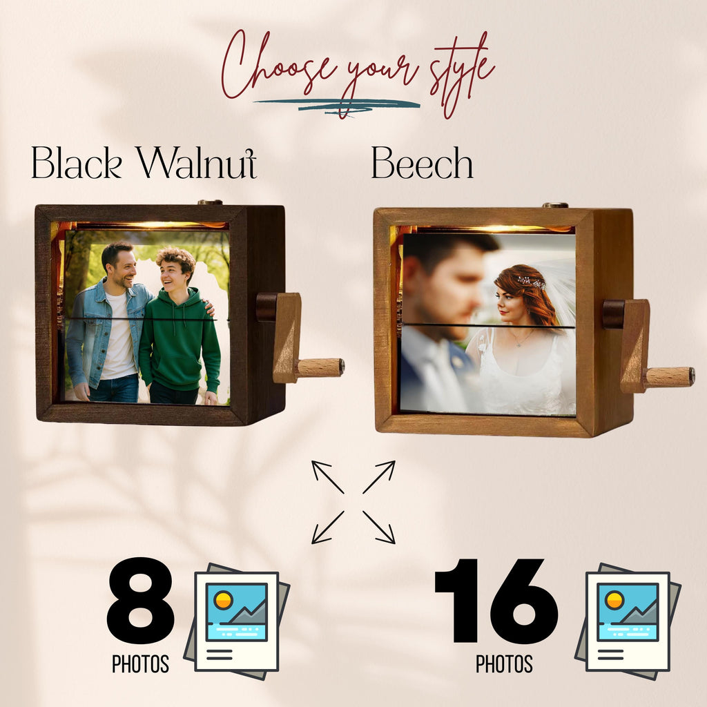 Custom Photo Flipbook Frame | Personalized Gift with Hand-Crank Motion | Unique Custom Photo Gifts with Light| Animated Keepsake Home Decor