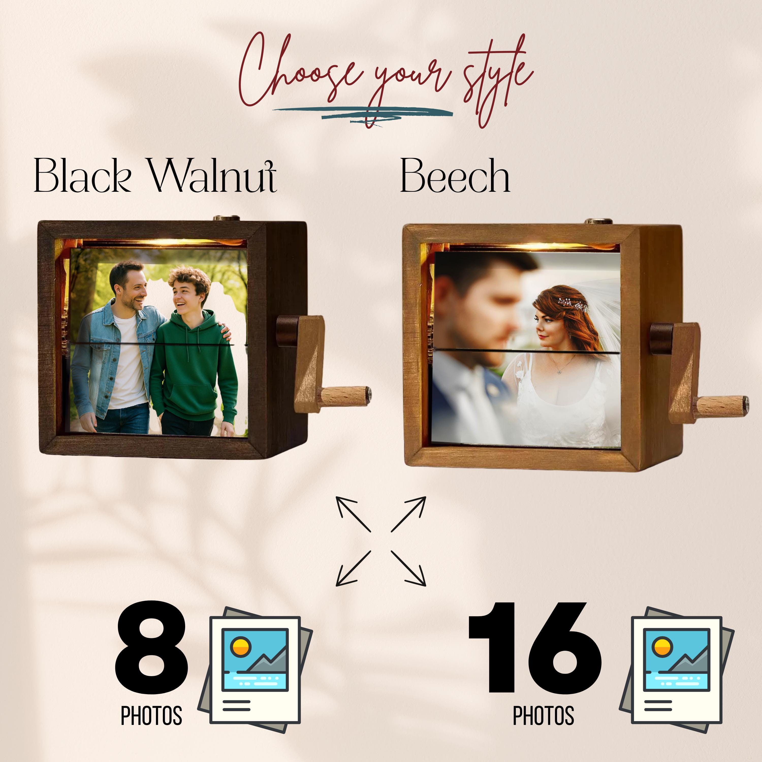 Custom Photo Flipbook Frame | Personalized Gift with Hand-Crank Motion | Unique Custom Photo Gifts with Light| Animated Keepsake Home Decor