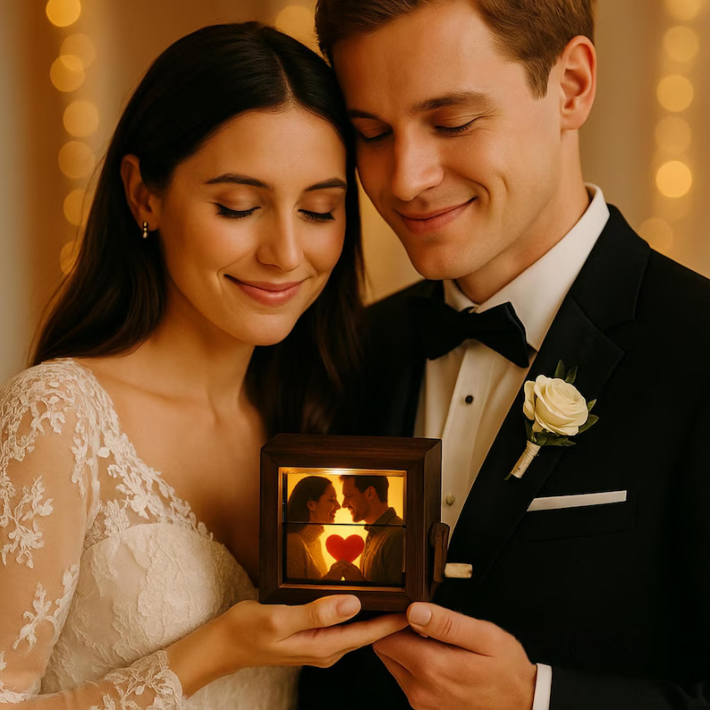 Custom Flipbook Photo Box with Light – Hand-Cranked Animated Album | Personalized Wooden Memory Box Gift for Couples, Birthday, Anniversary!