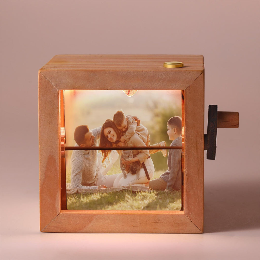 Custom Photo Flipbook Animation Box,Hand Crank Flipbook Box for Dad,Hand Crank Flipbook Machine,Wood Album with Light,Father's Day Gift