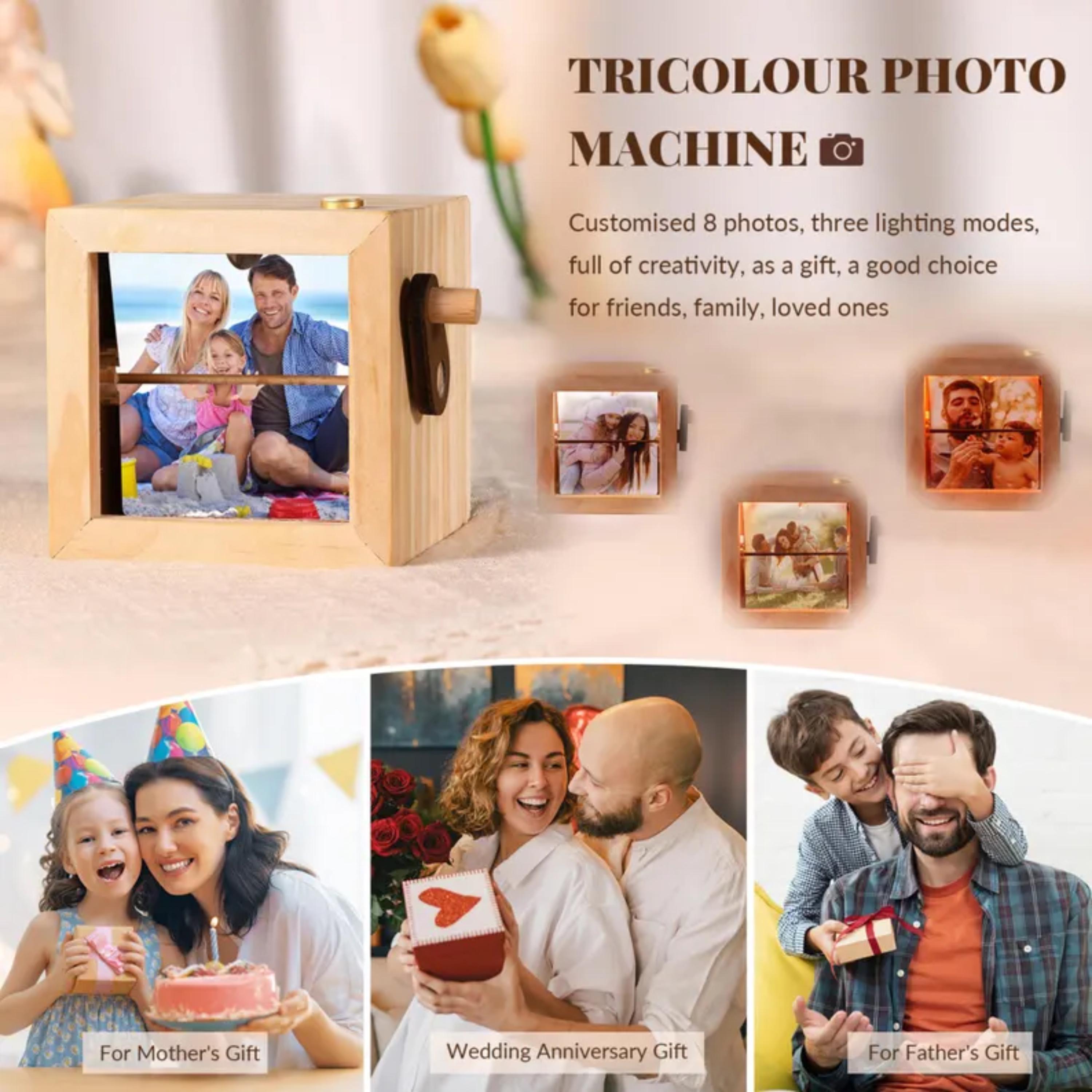 Custom Flipbook Photo Box with Light – Hand-Cranked Animated Album | Personalized Wooden Memory Box Gift for Couples, Birthday, Anniversary!