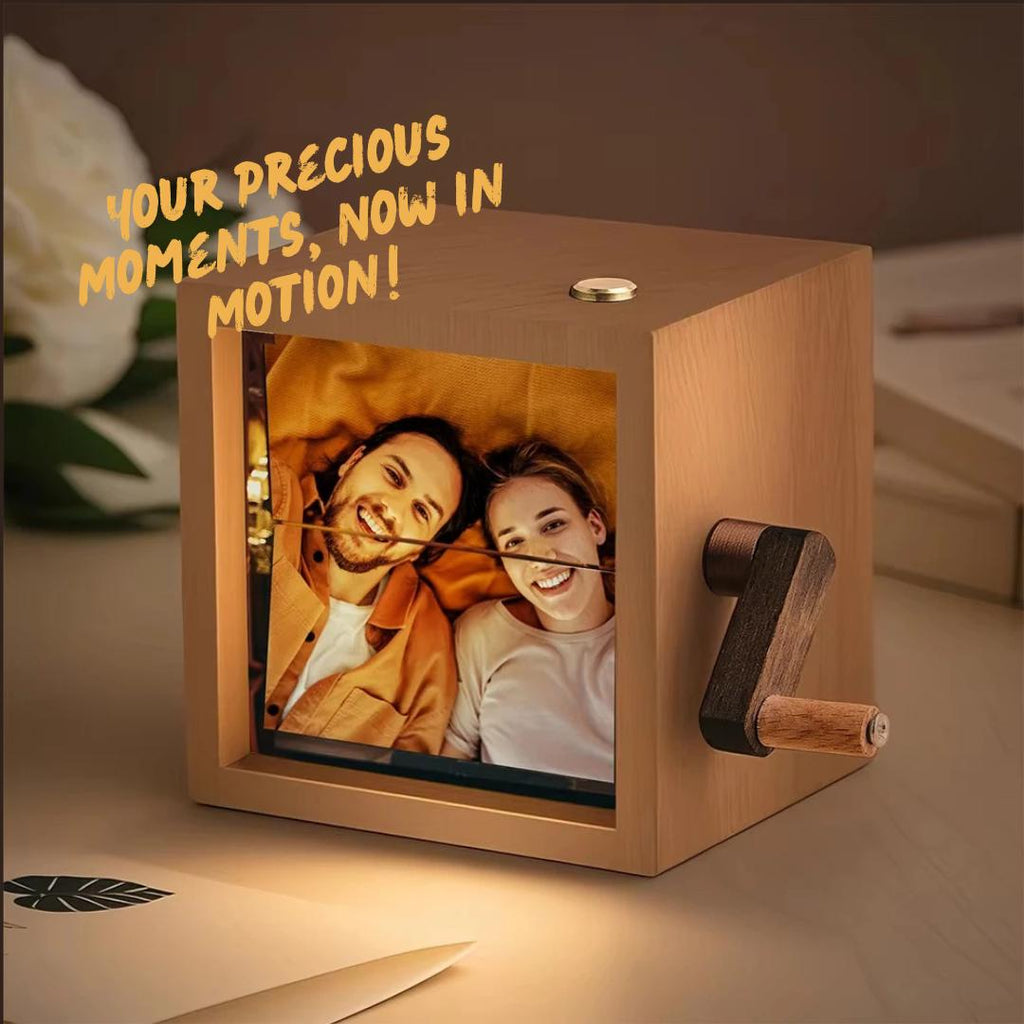 Custom Flipbook Photo Box Gift – Light-Up Wooden Animation Frame for Couple, Wedding, Anniversary, Birthday, Mom, Him, Her Photo Album Gift