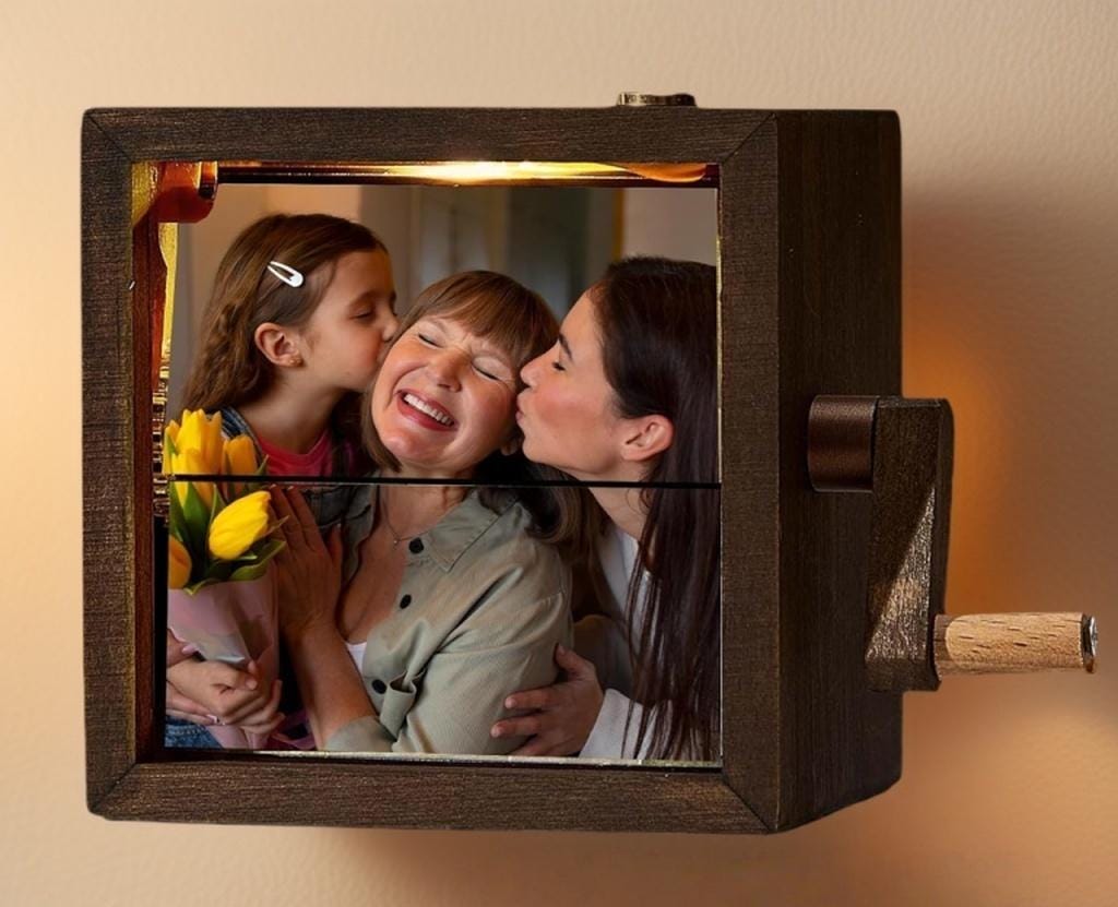 Custom Flip Animation Photo Frame, Personalized Wood Flip Photo Animation Frame, Flip Book Frame Machine-Gift for mom kids baby shower