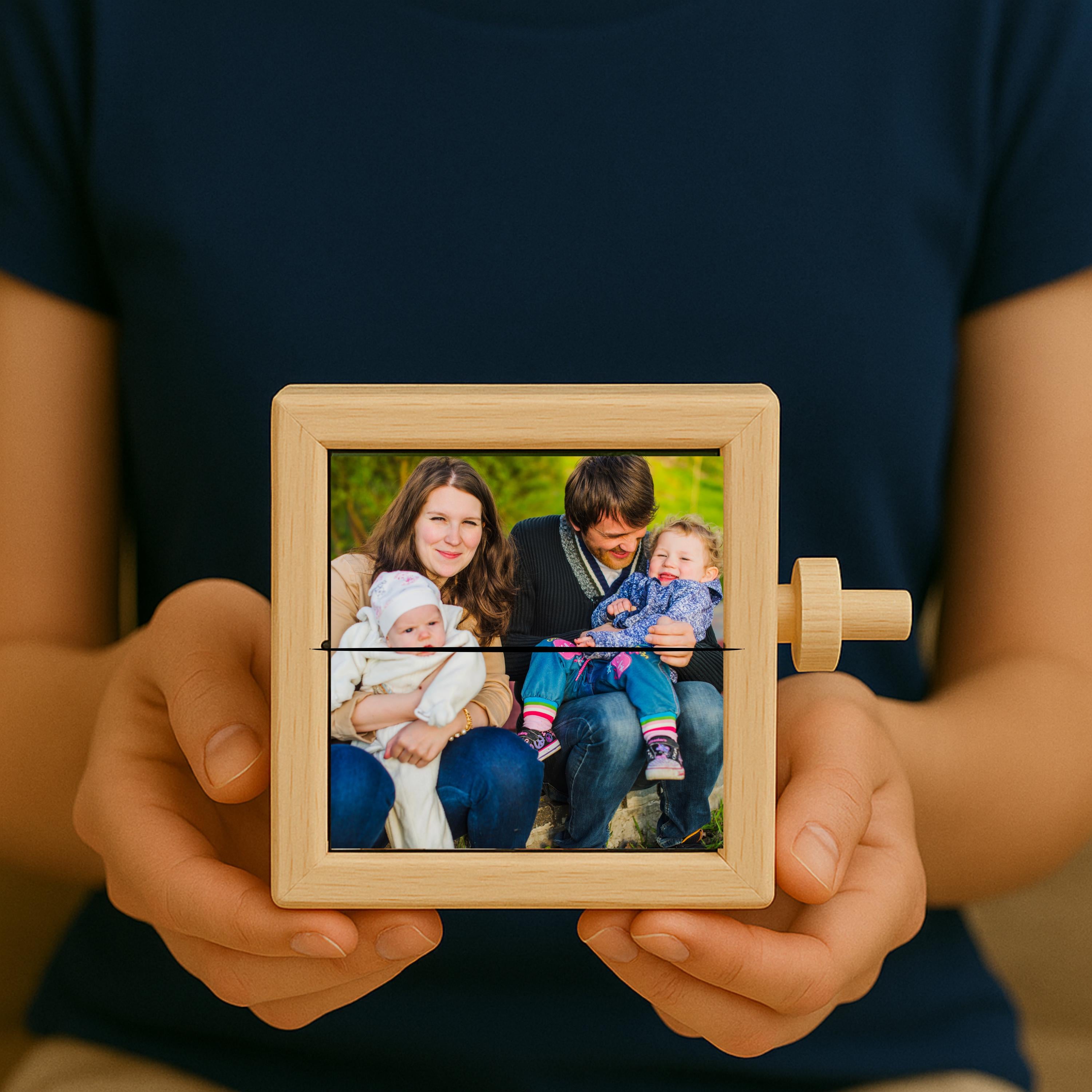 Custom Flipbook Photo Box with Light – Hand-Cranked Animated Album | Personalized Wooden Memory Box Gift for Couples, Birthday, Anniversary!