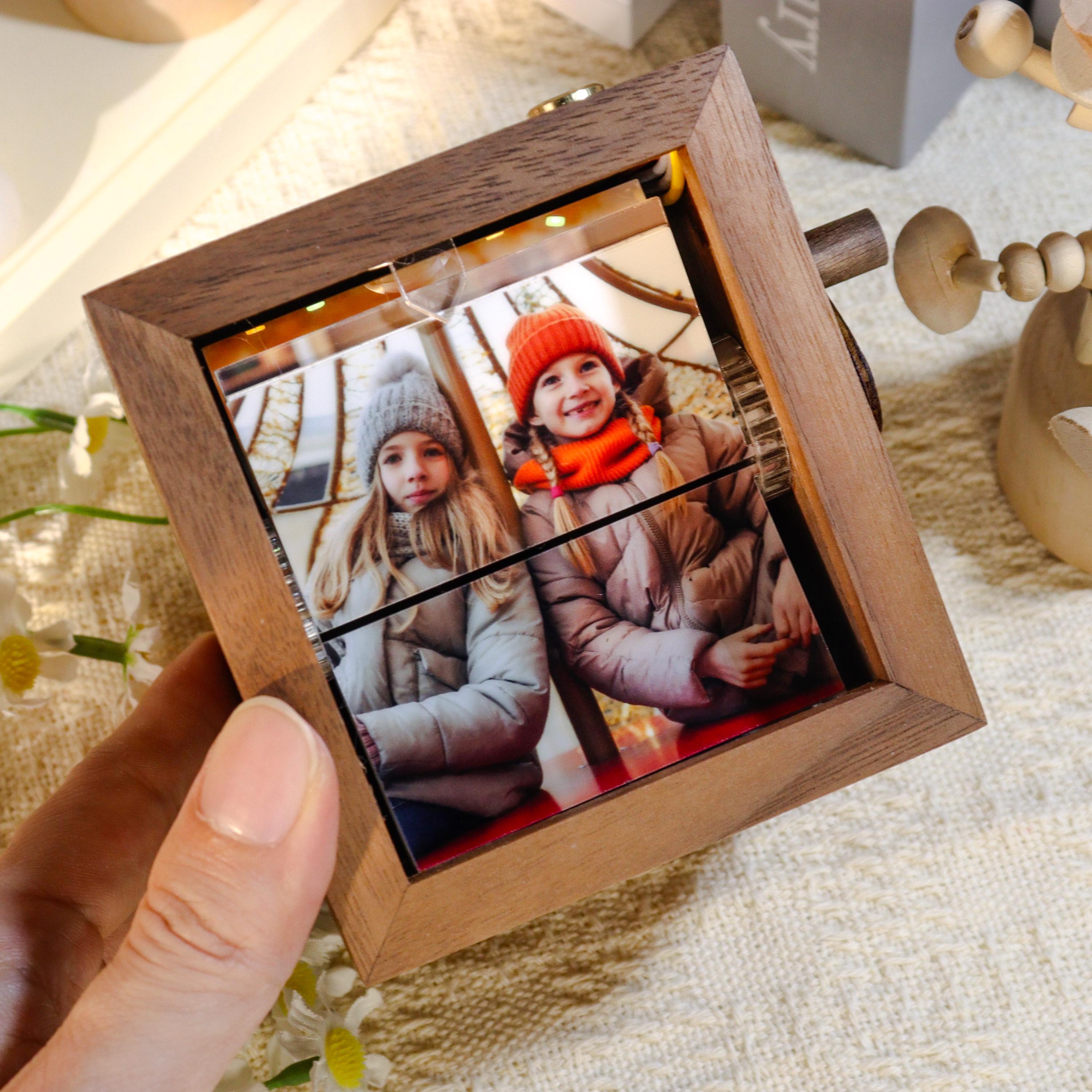 Custom Family Memorial Flip Album Box,Unique Photo Album with Lights,Custom Gift for Him,Her,Anniversary Gift for Couple,Photo Album Gift