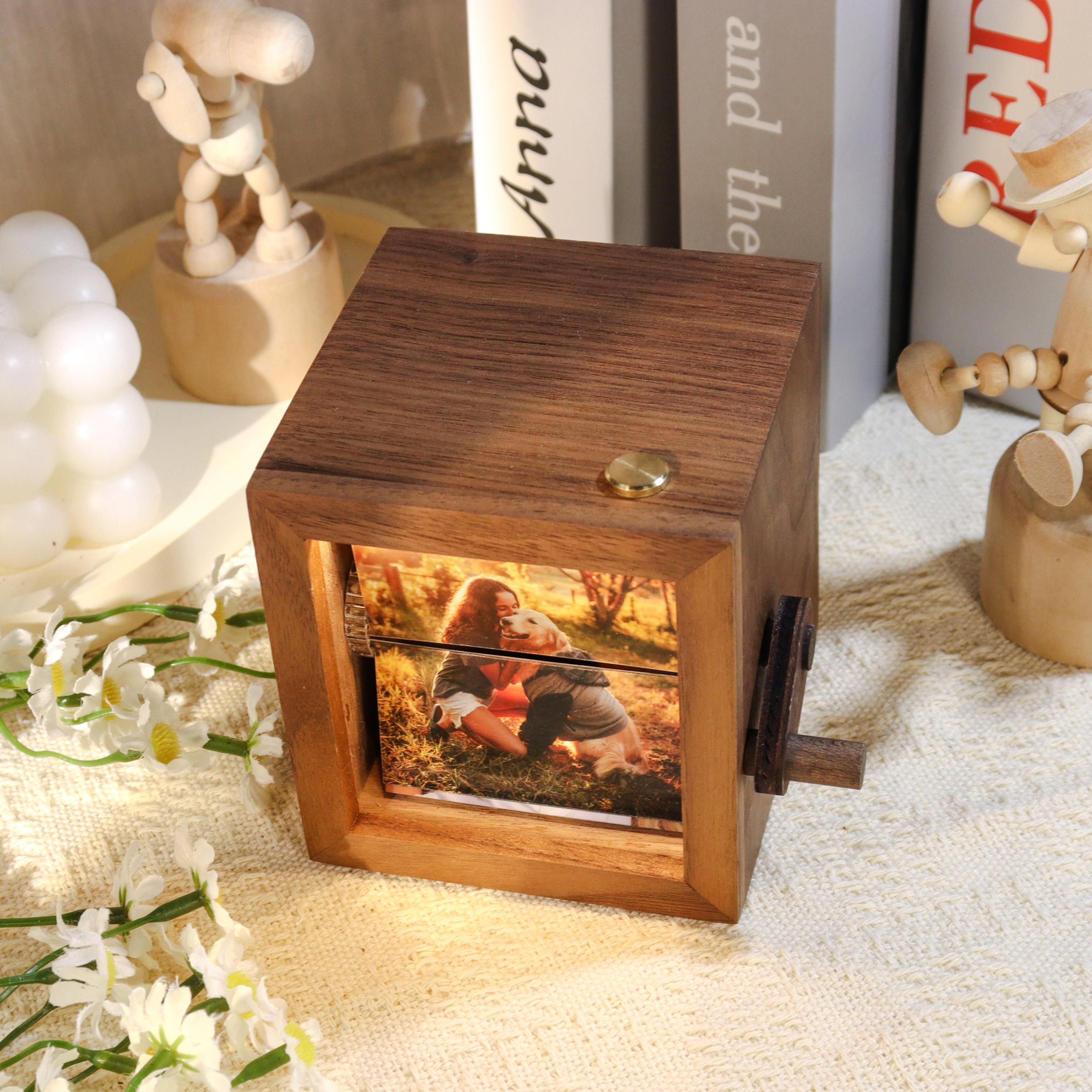 Custom Family Memorial Flip Album Box,Unique Photo Album with Lights,Custom Gift for Him,Her,Anniversary Gift for Couple,Photo Album Gift