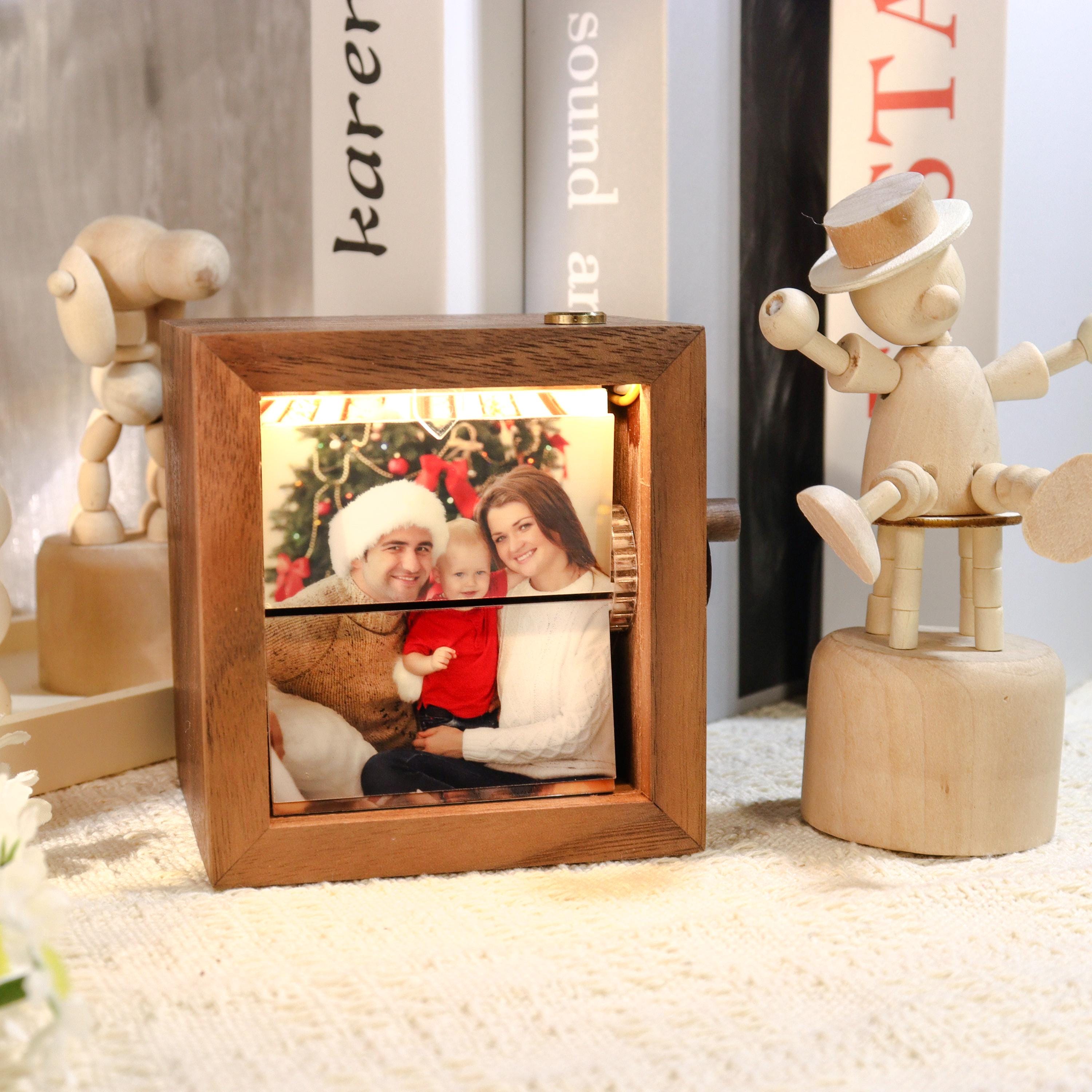 Custom Family Memorial Flip Album Box,Unique Photo Album with Lights,Custom Gift for Him,Her,Anniversary Gift for Couple,Photo Album Gift