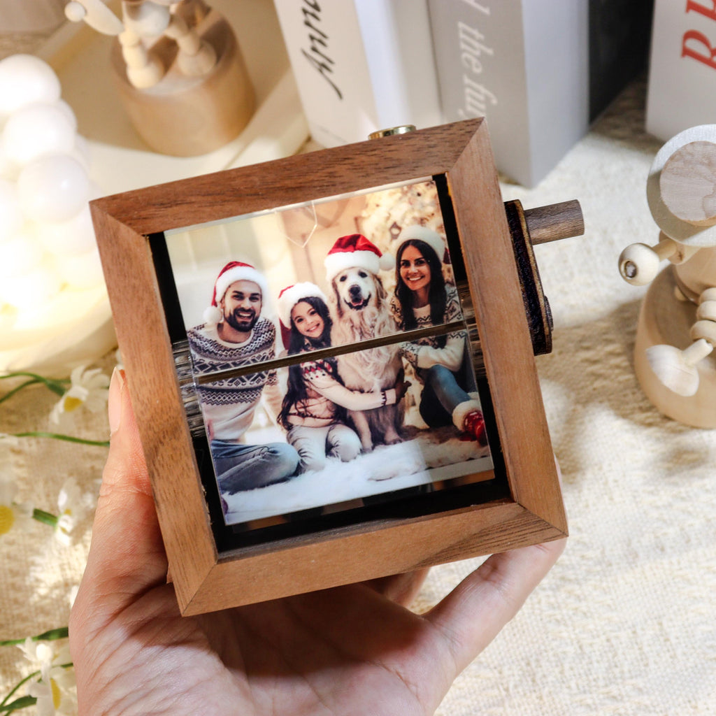 Custom Family Memorial Flip Album Box,Unique Photo Album with Lights,Custom Gift for Him,Her,Anniversary Gift for Couple,Photo Album Gift