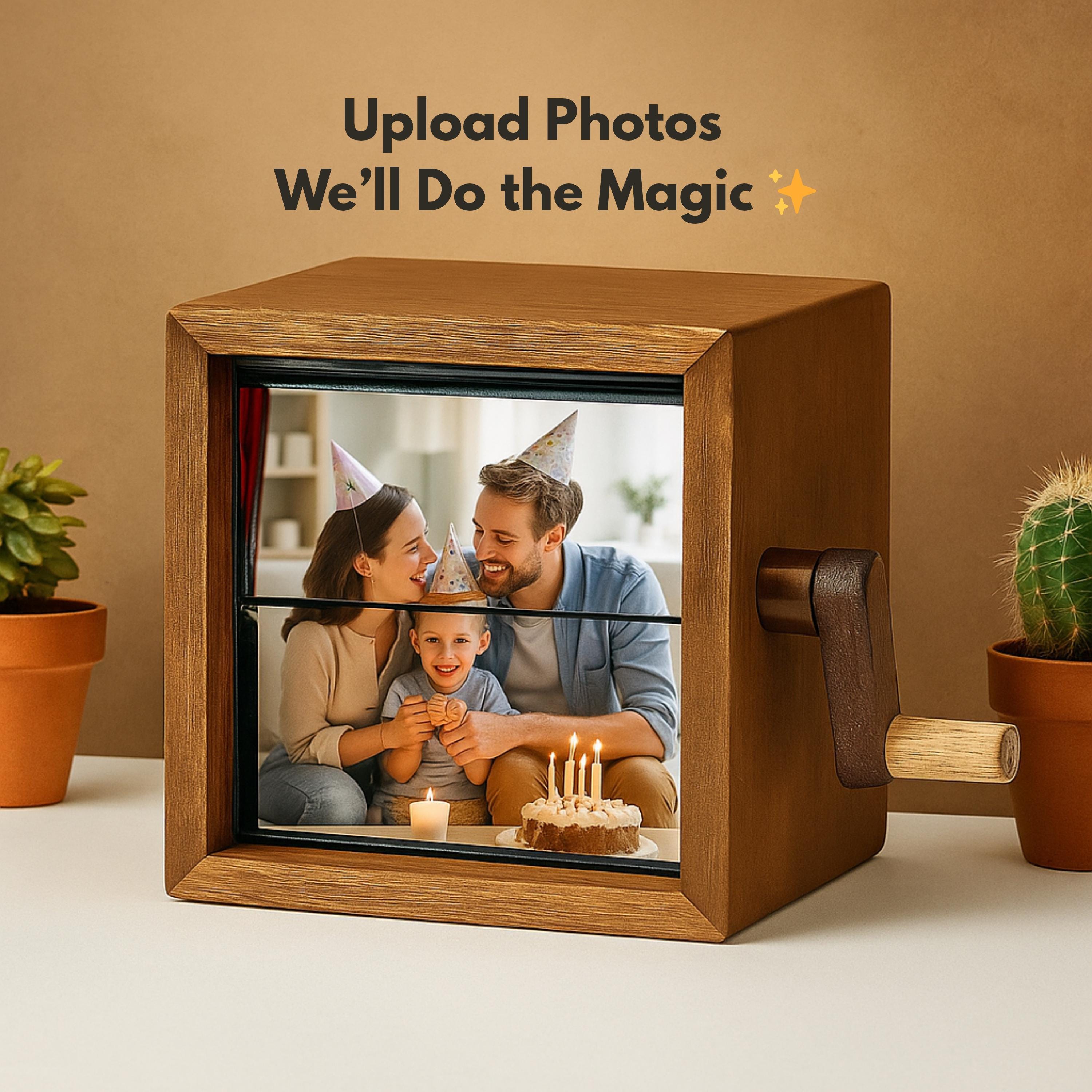 Custom Flipbook Photo Box Gift – Light-Up Wooden Animation Frame for Couple, Wedding, Anniversary, Birthday, Mom, Him, Her Photo Album Gift
