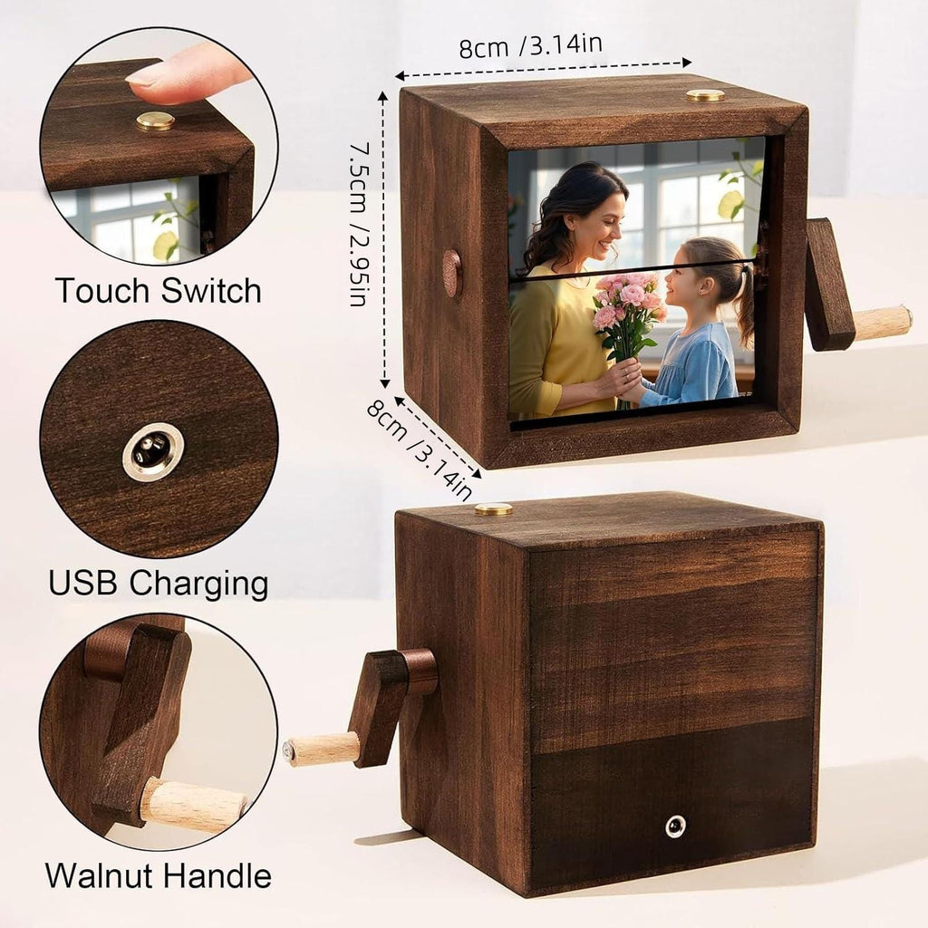 Custom Flip Animation Photo Frame, Personalized Wood Flip Photo Animation Frame, Unique Flip Book Frame Machine-Gift for family mom dad men