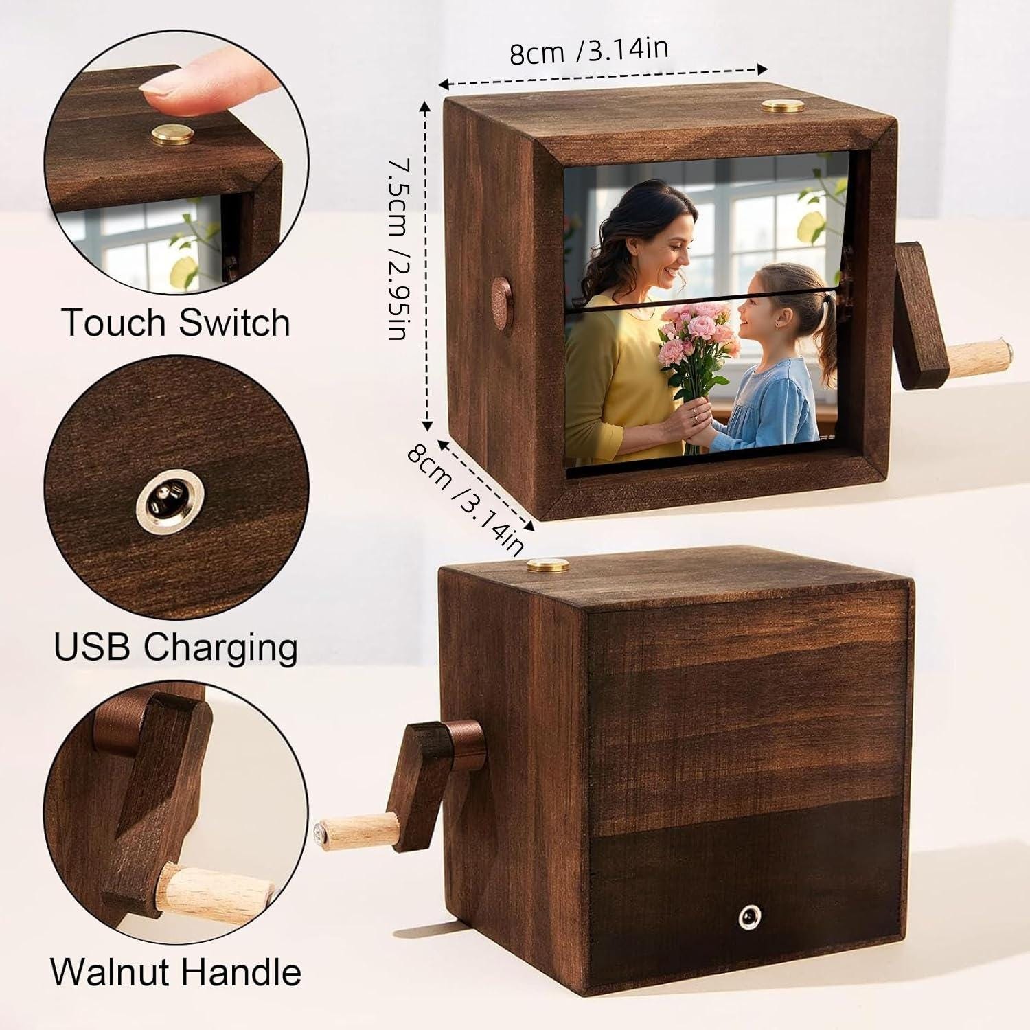 Custom Flip Animation Photo Frame, Personalized Wood Flip Photo Animation Frame, Flip Book Frame Machine-Gift for mom kids baby shower