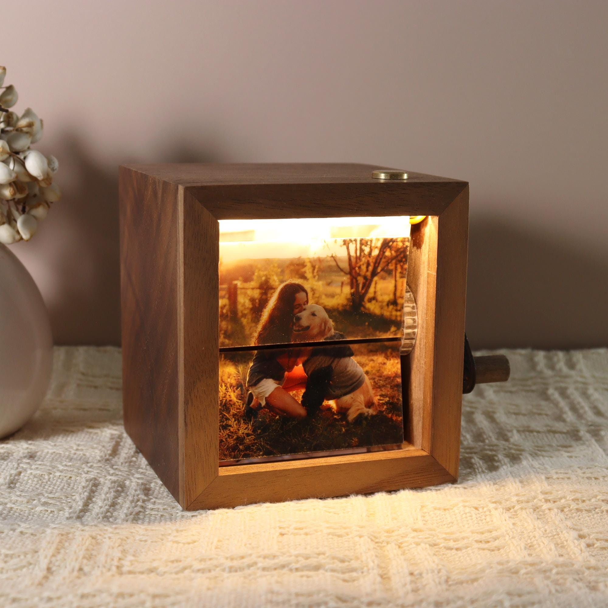 Custom Flipbook Photo Box with Light, Hand Crank Flipbook Box for Dad, Personalized Flipbook Album Unique Anniversary, Father's Day Gift
