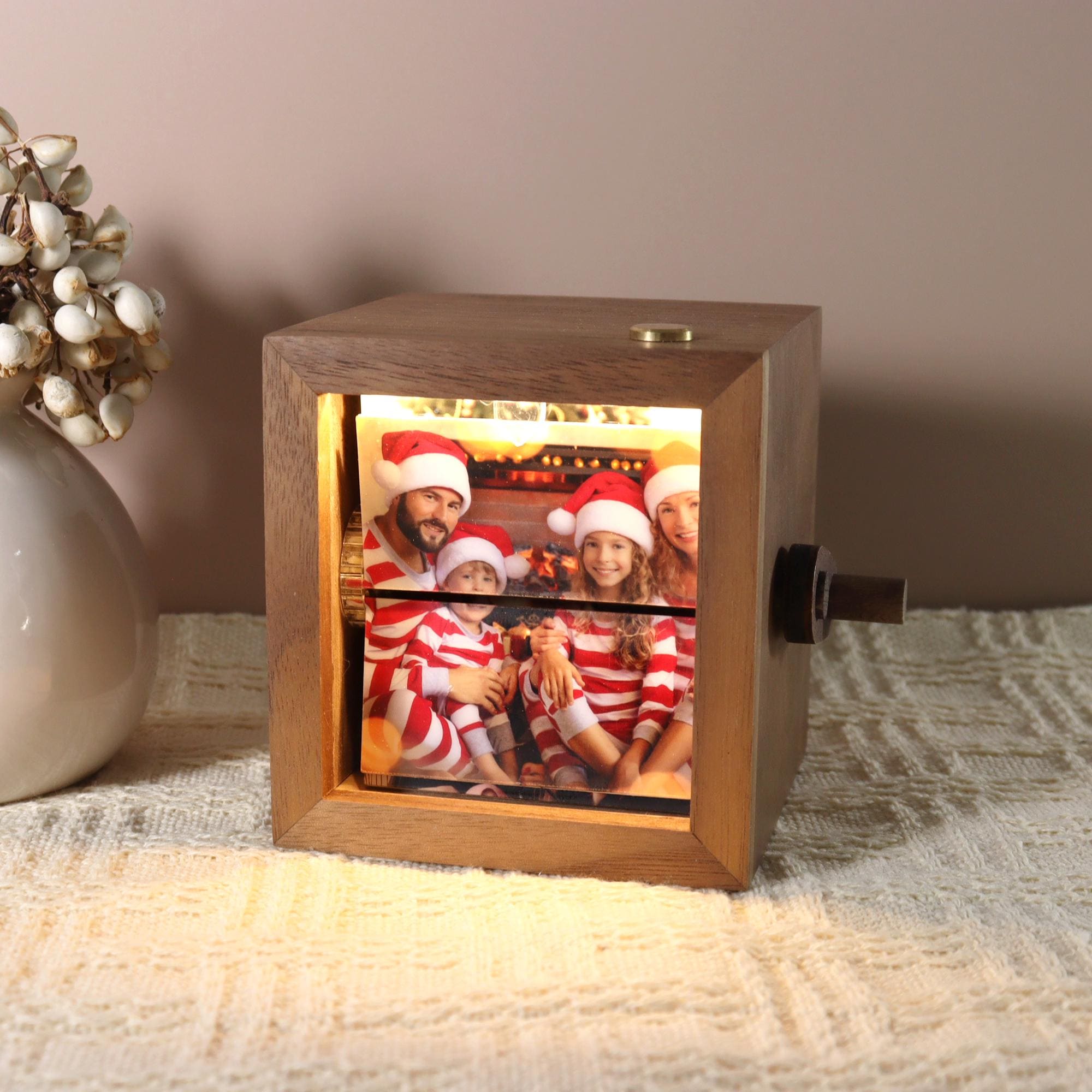 Custom Flipbook Photo Box with Light, Hand Crank Flipbook Box for Dad, Personalized Flipbook Album Unique Anniversary, Father's Day Gift