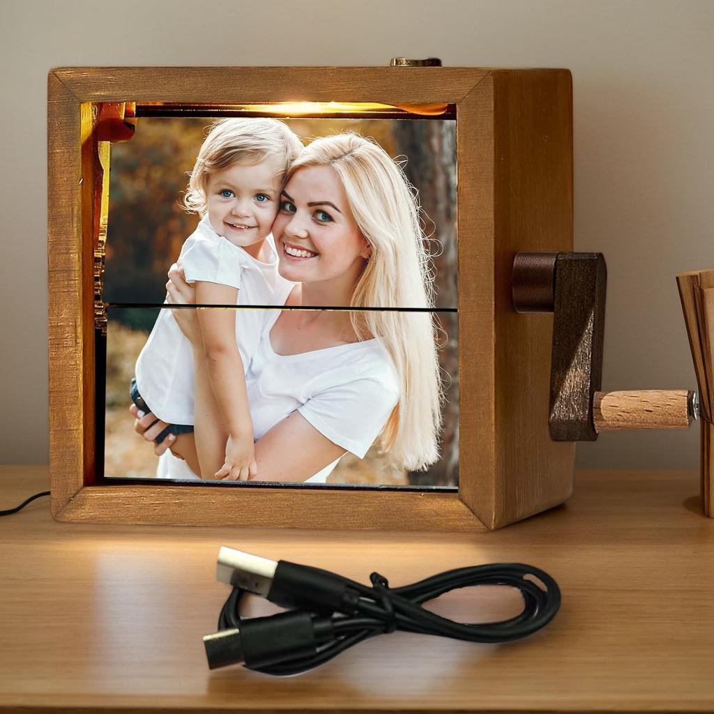 Custom Flip Animation Photo Frame, Personalized Wood Flip Photo Animation Frame, Flip Book Frame Machine-Gift for mom kids baby shower
