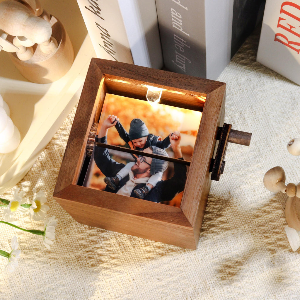Custom Family Memorial Flip Album Box,Unique Photo Album with Lights,Custom Gift for Him,Her,Anniversary Gift for Couple,Photo Album Gift