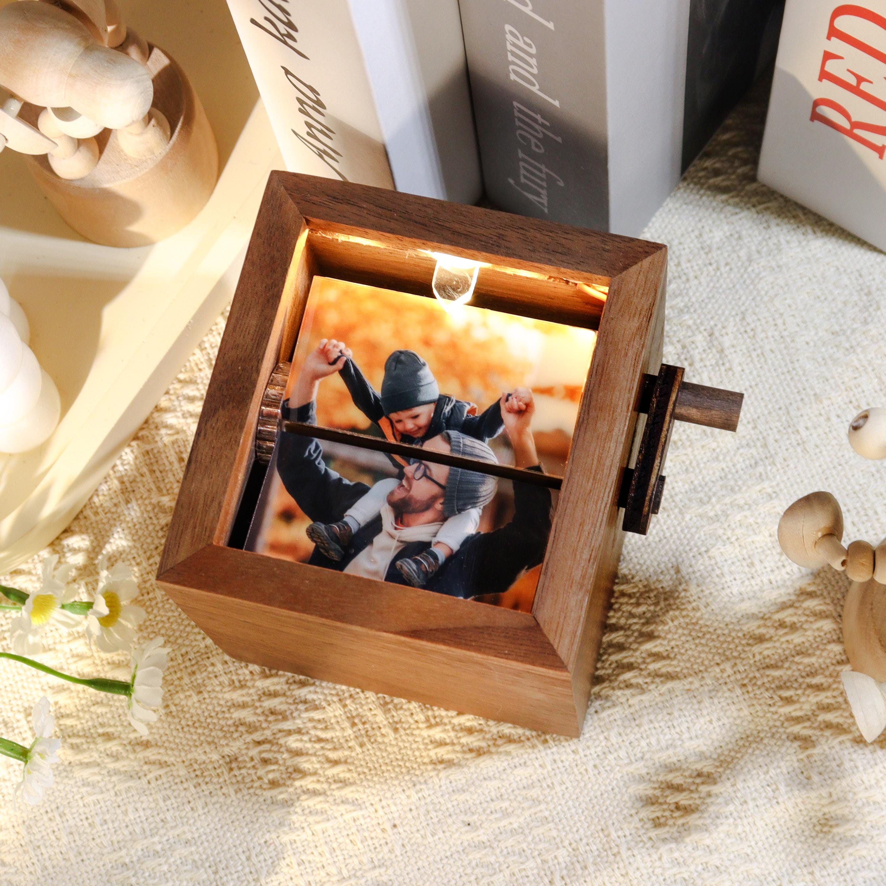 Custom Family Memorial Flip Album Box,Unique Photo Album with Lights,Custom Gift for Him,Her,Anniversary Gift for Couple,Photo Album Gift