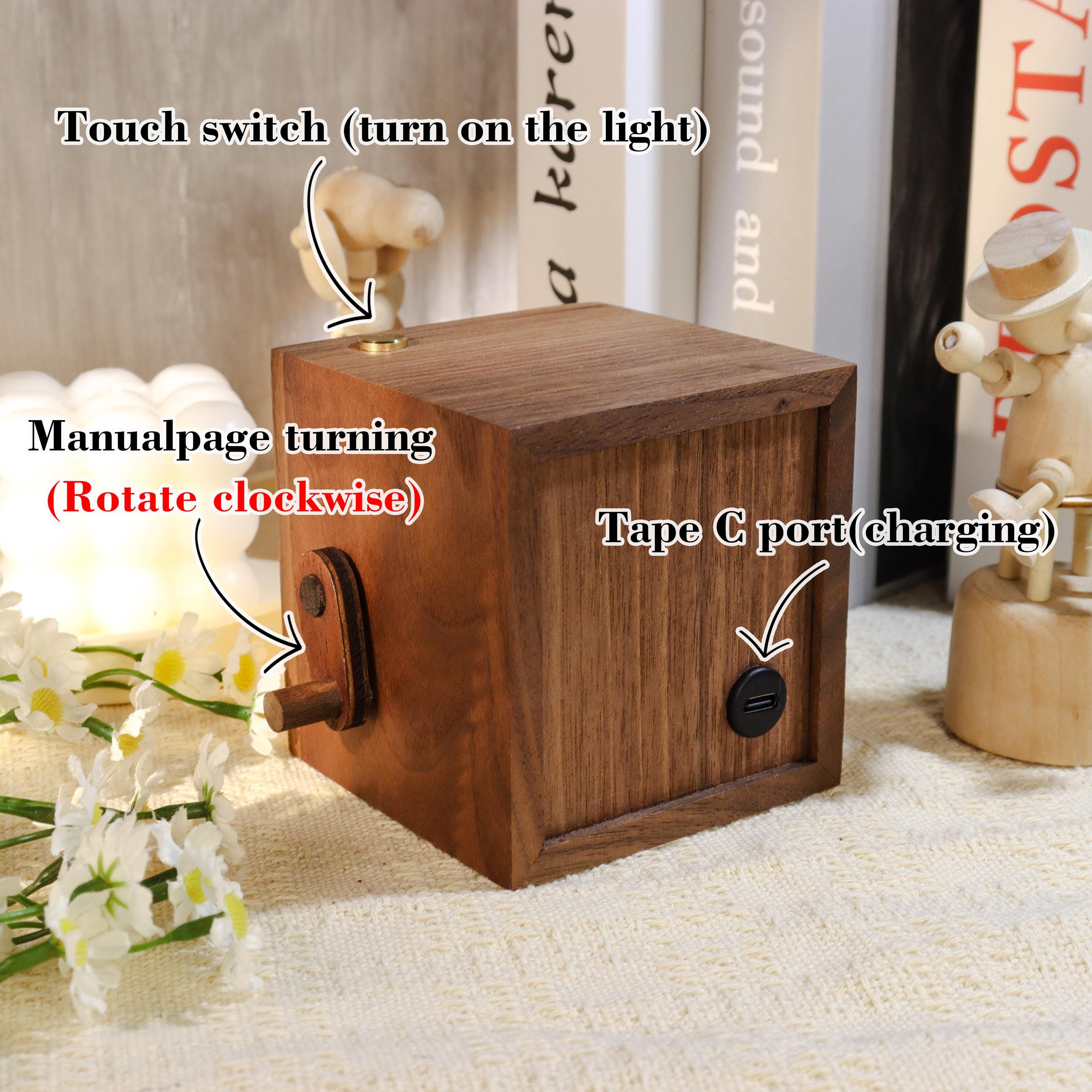 Custom Family Memorial Flip Album Box,Unique Photo Album with Lights,Custom Gift for Him,Her,Anniversary Gift for Couple,Photo Album Gift
