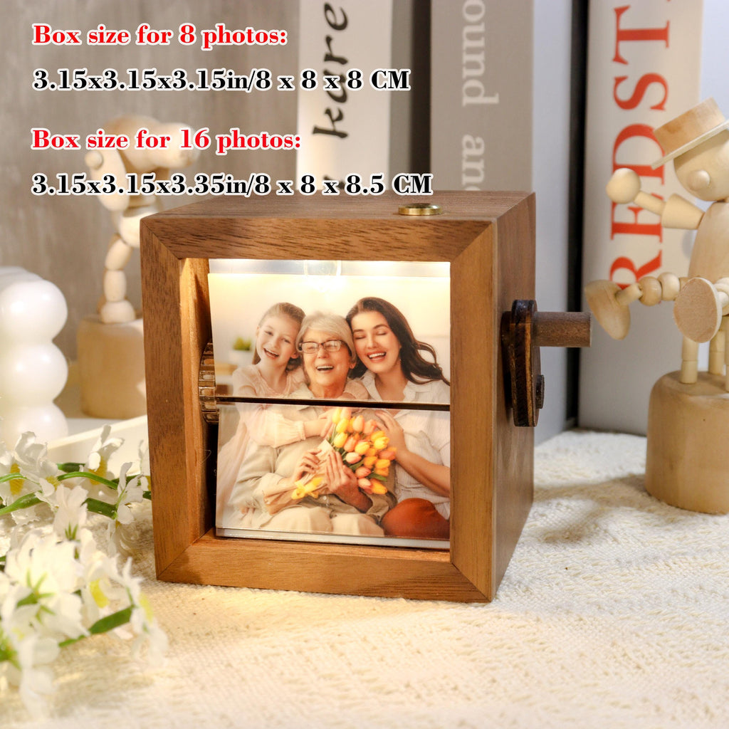 Custom Family Memorial Flip Album Box,Unique Photo Album with Lights,Custom Gift for Him,Her,Anniversary Gift for Couple,Photo Album Gift