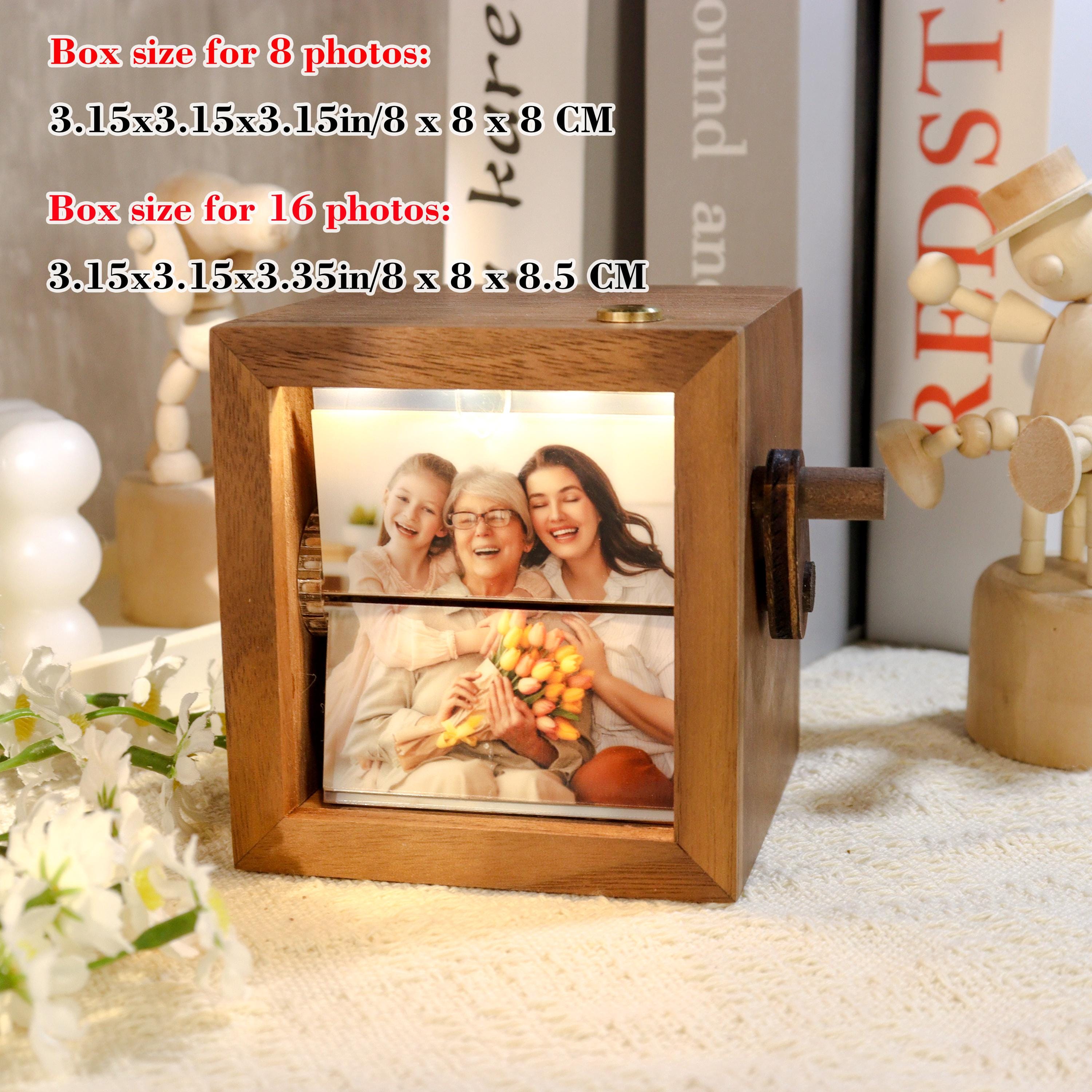 Custom Family Memorial Flip Album Box,Unique Photo Album with Lights,Custom Gift for Him,Her,Anniversary Gift for Couple,Photo Album Gift