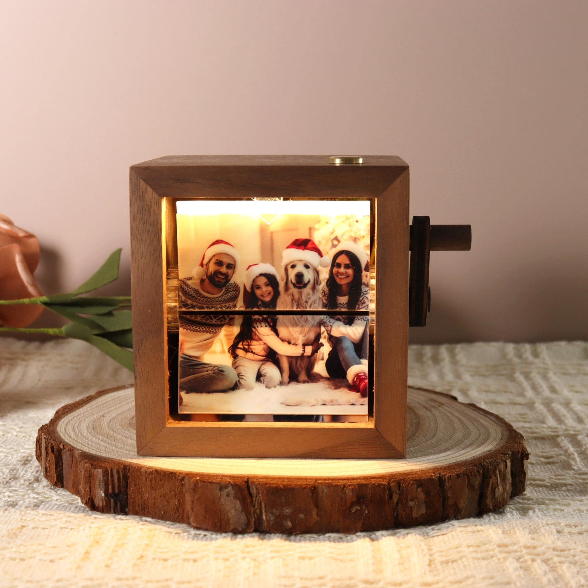 Custom Flipbook Photo Box with Light, Hand Crank Flipbook Box for Dad, Personalized Flipbook Album Unique Anniversary, Father's Day Gift