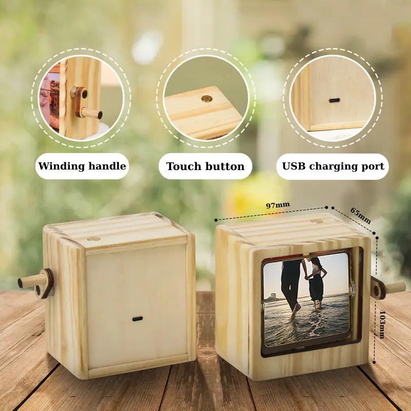 Personalized Flip Photo Box, Wooden Music Box with Custom Pictures, Unique Anniversary Gift for Couples, Custom Photo Flip Box