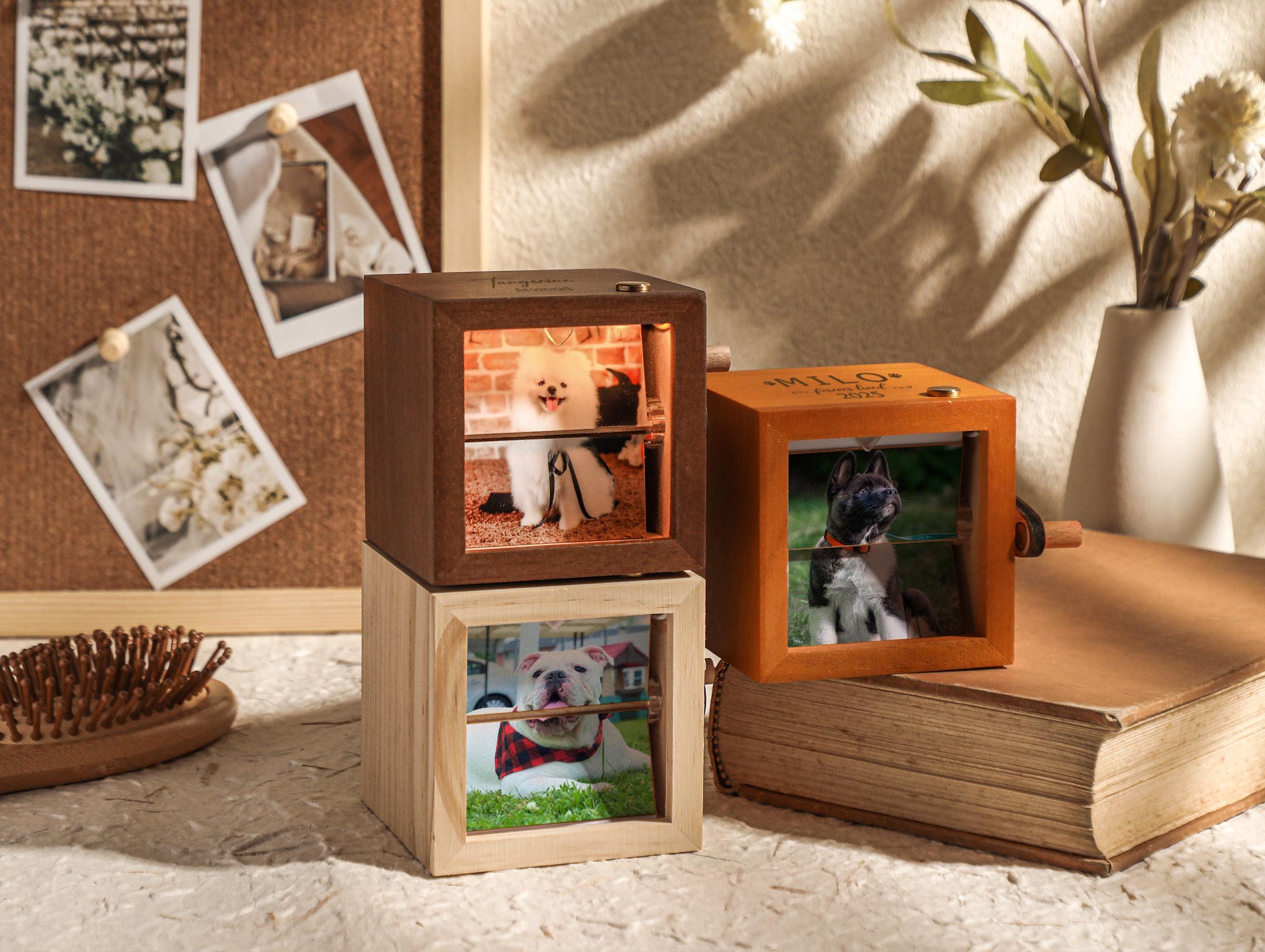 Custom Flip Book Frame Animation Machine, Custom Photo Rotating Albums, Flipbook Photo Box with Light, Birthday Gift, Pet Gift