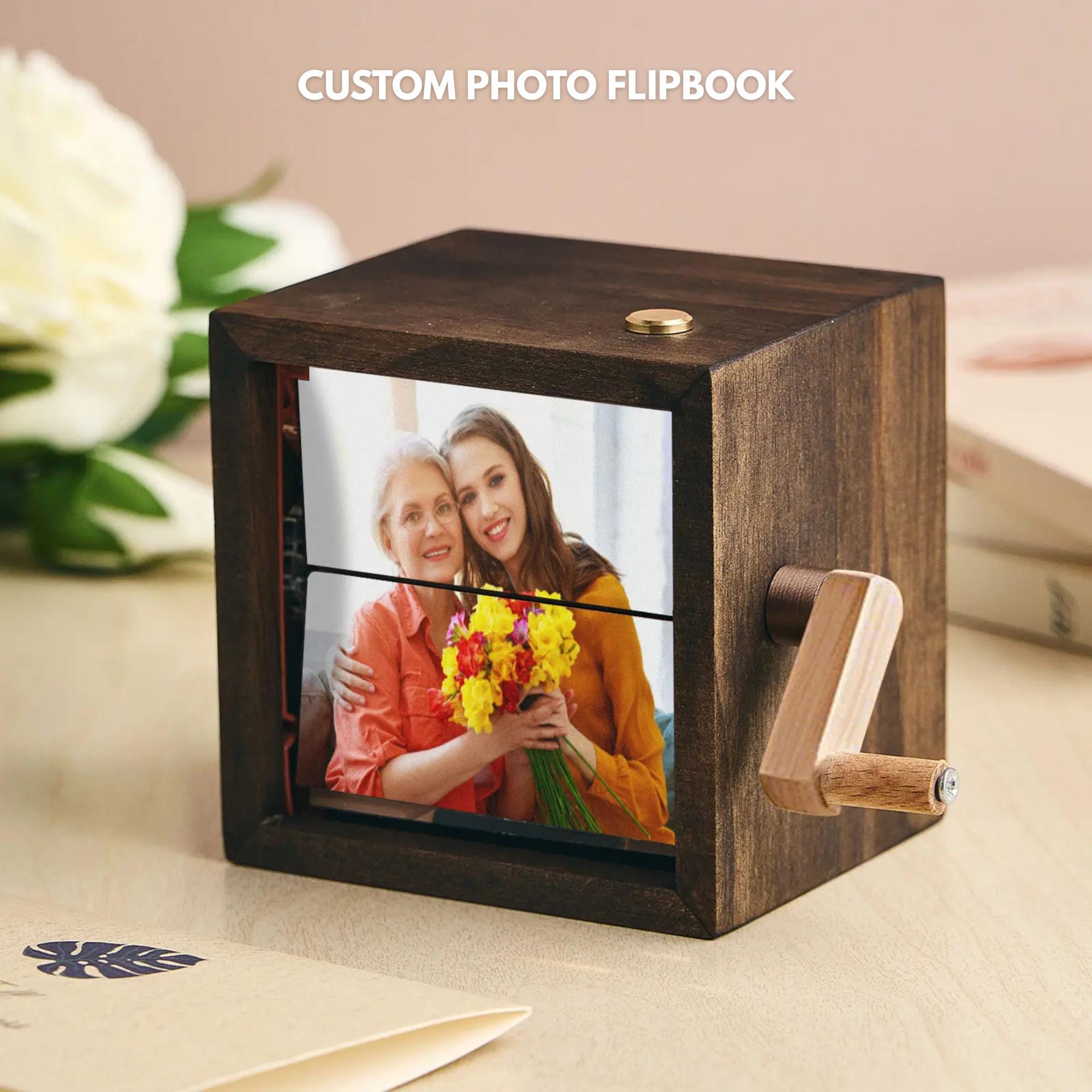 Custom Photo Flipbook Animation Box – Wooden Photo Book with Light, Anniversary Birthday Wedding Gift, Unique Gift for Couple & Home Decor