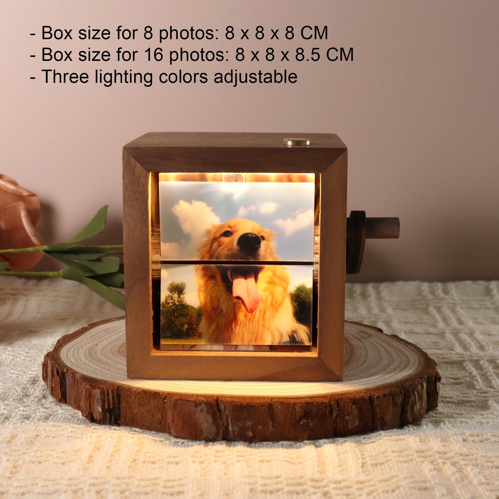 Custom Flipbook Photo Box with Light, Hand Crank Flipbook Box for Dad, Personalized Flipbook Album Unique Anniversary, Father's Day Gift