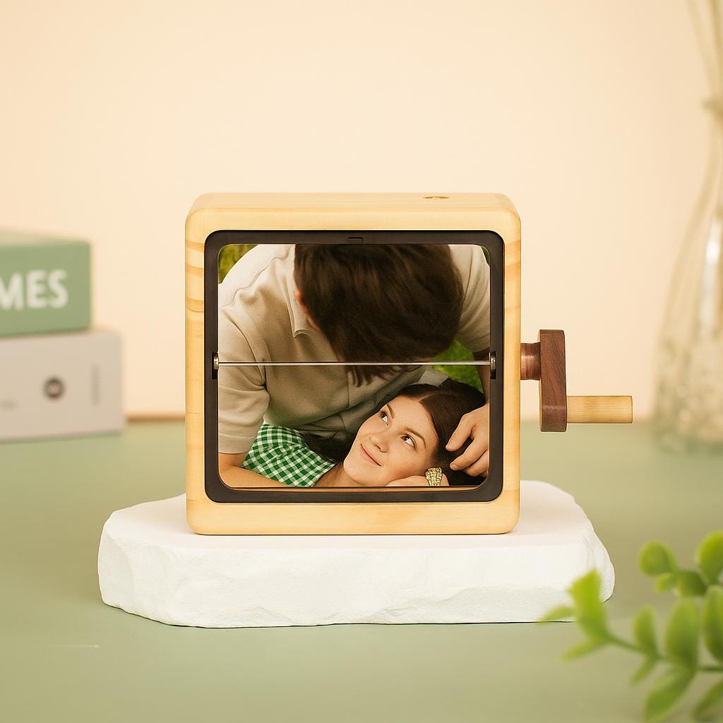 Personalized Flip Photo Box, Wooden Music Box with Custom Pictures, Unique Anniversary Gift for Couples, Custom Photo Flip Box