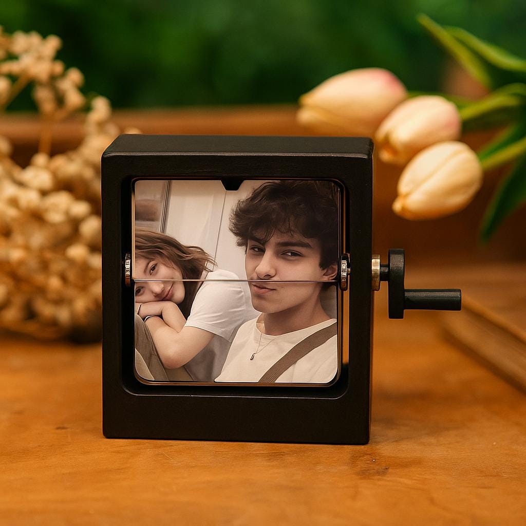 Personalized Flip Photo Box, Wooden Music Box with Custom Pictures, Unique Anniversary Gift for Couples, Custom Photo Flip Box