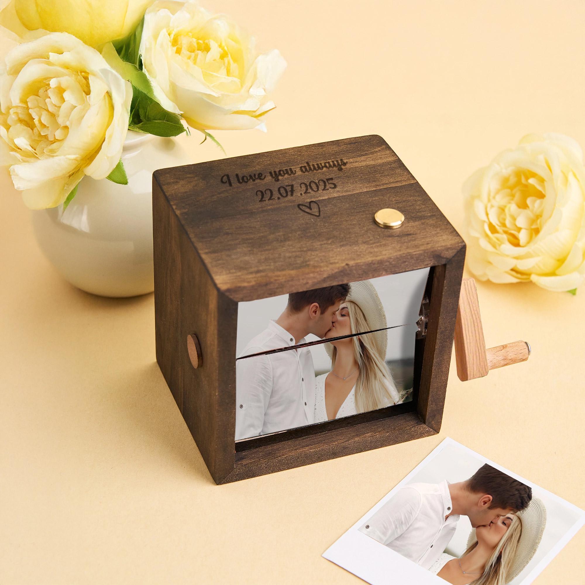 Wooden Music Box Animation Album with Light