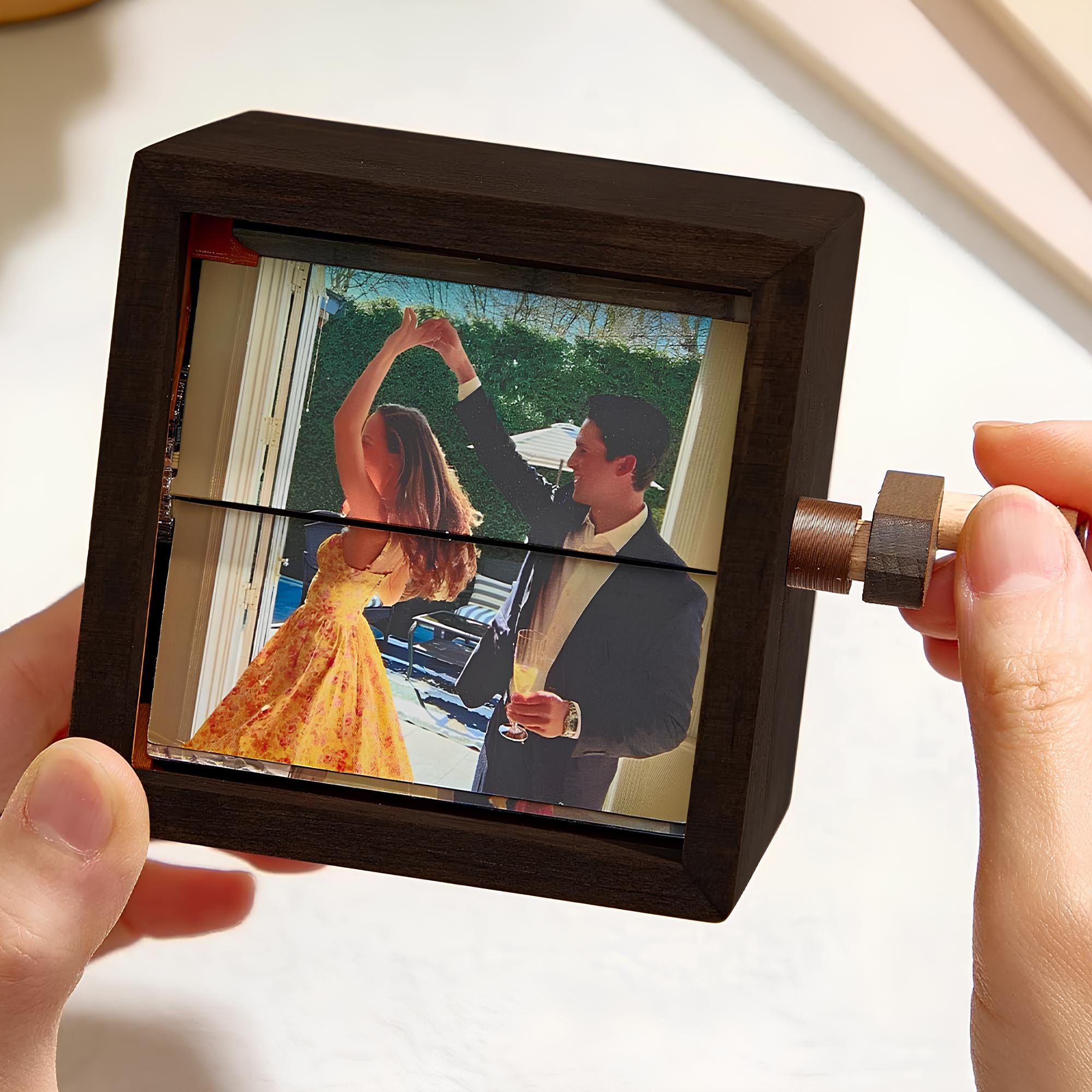 Custom Wooden Photo Flipbook with LED Light
