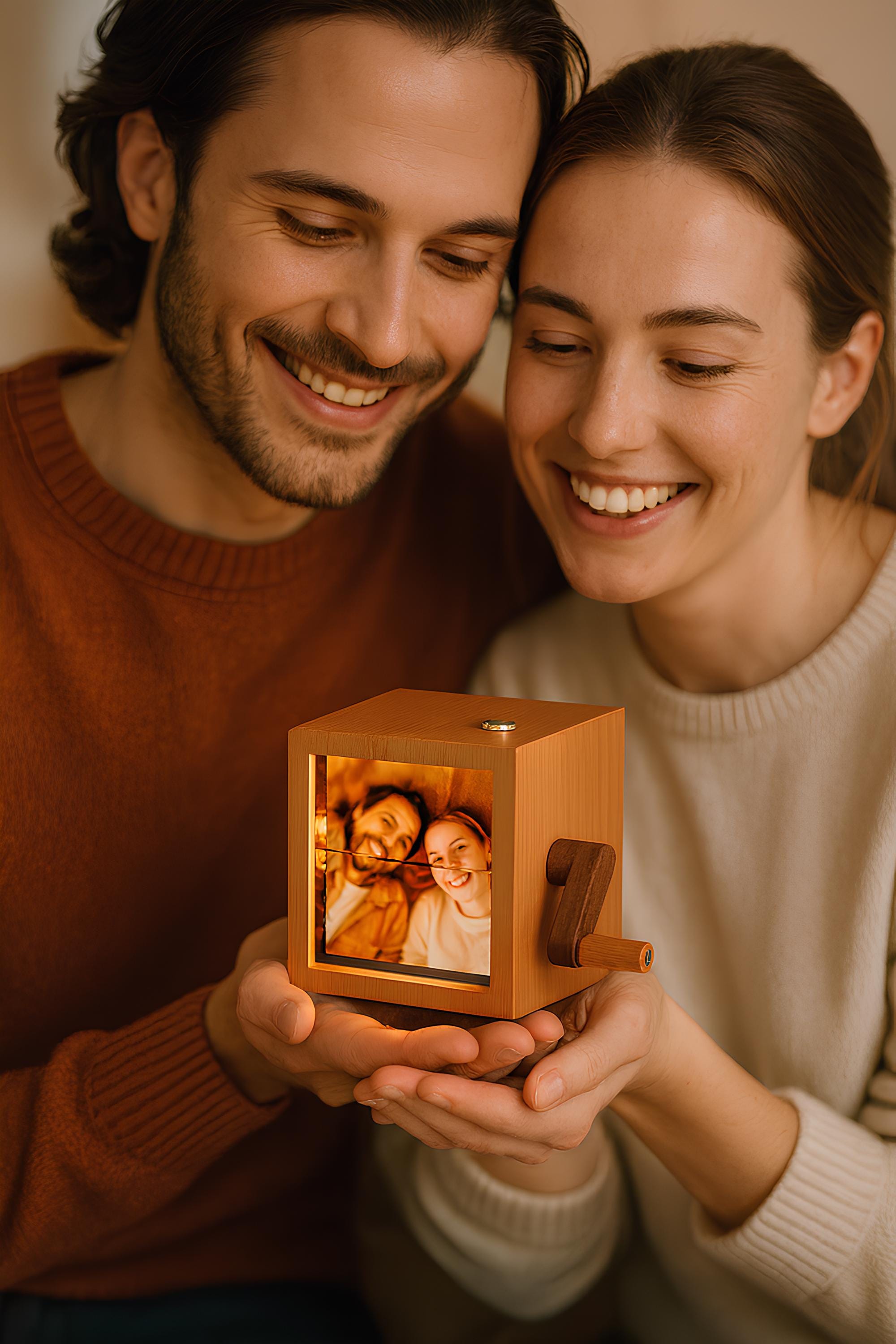 Custom Wooden Photo Flipbook with LED Light