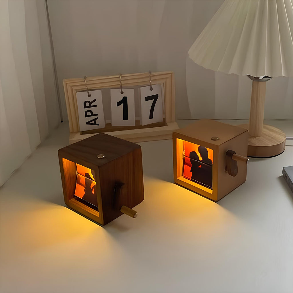 Custom Wooden Photo Flipbook with LED Light